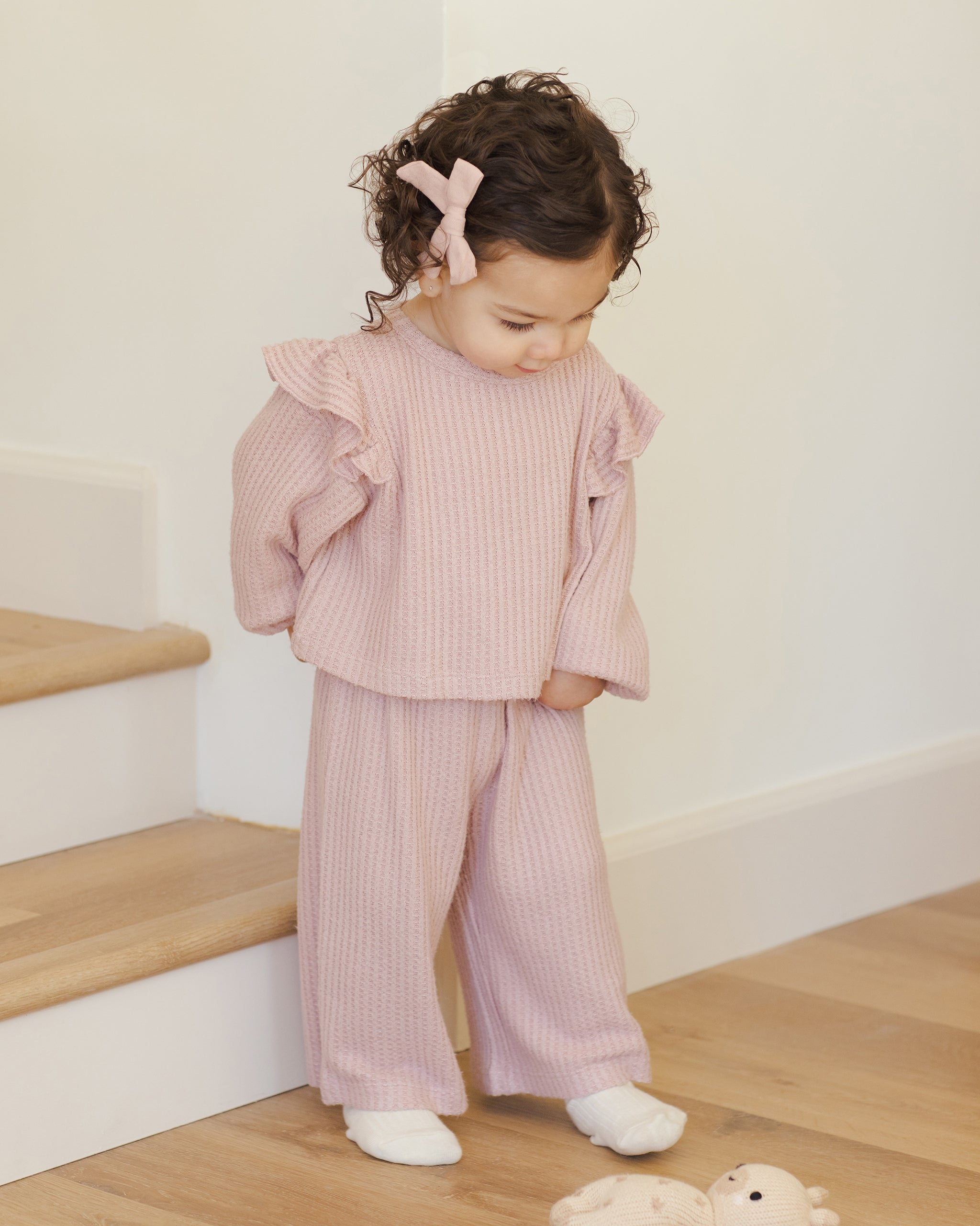 Rylee + Cru ライリーアンドクルー ベビー服 子供服  ボウダブルクリップ3P　ナチュラル　シダ　ローズ