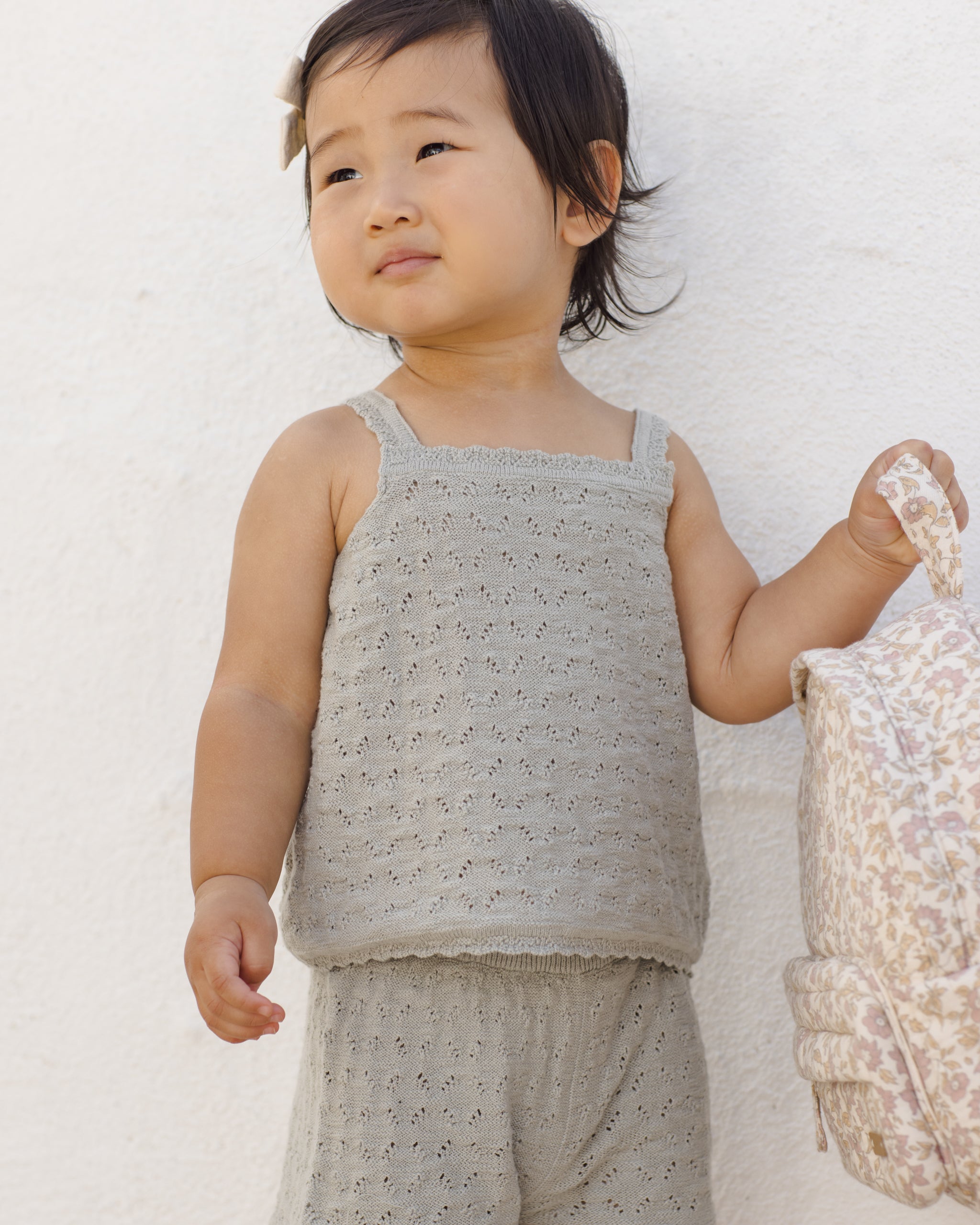Rylee + Cru ライリーアンドクルー ベビー服 子供服 ポインテールニットタンクトップ＋ショートセット　セージ