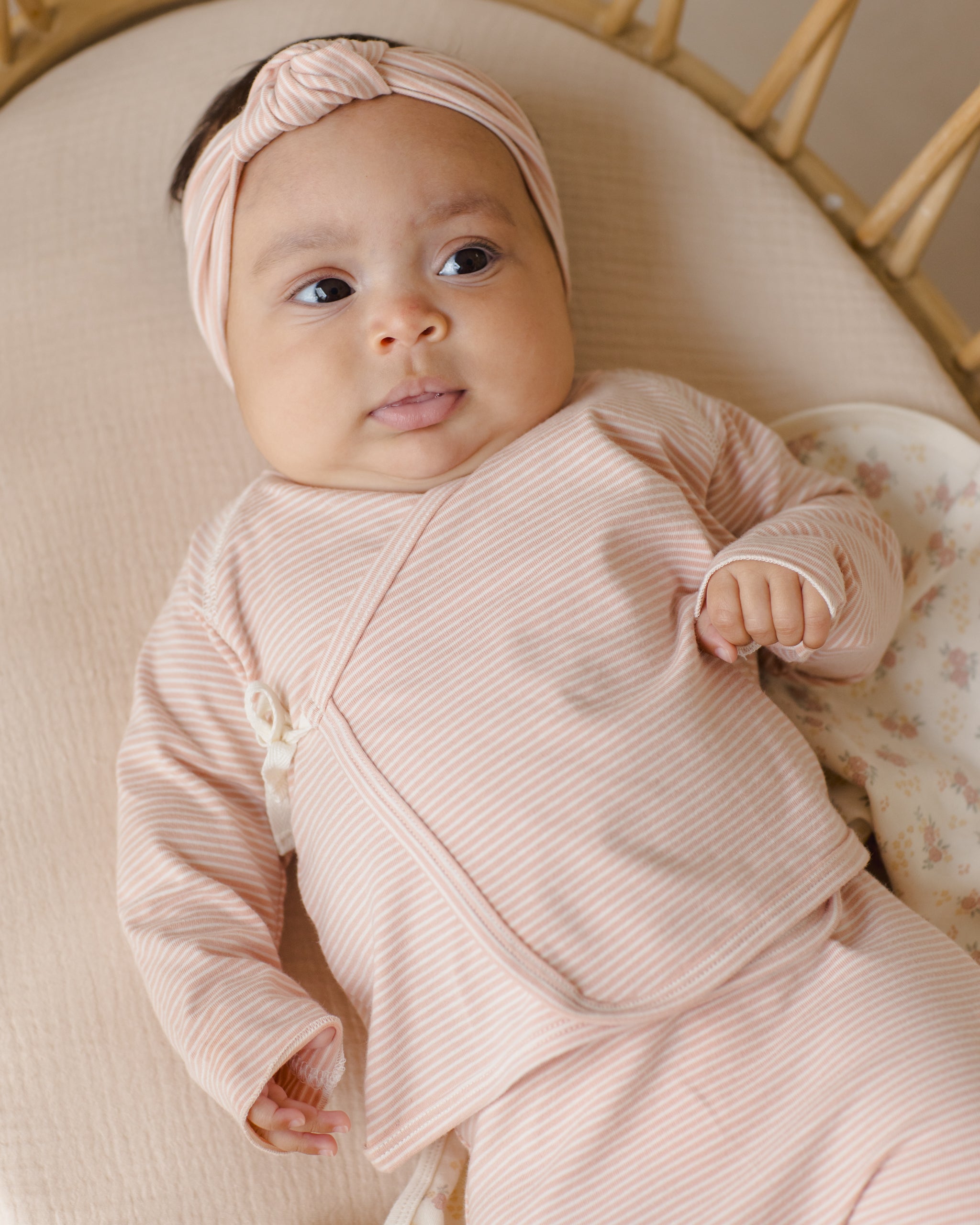 Rylee + Cru ライリーアンドクルー ベビー服 子供服 ラップトップ + フットパンツセット　メロンマイクロストライプ