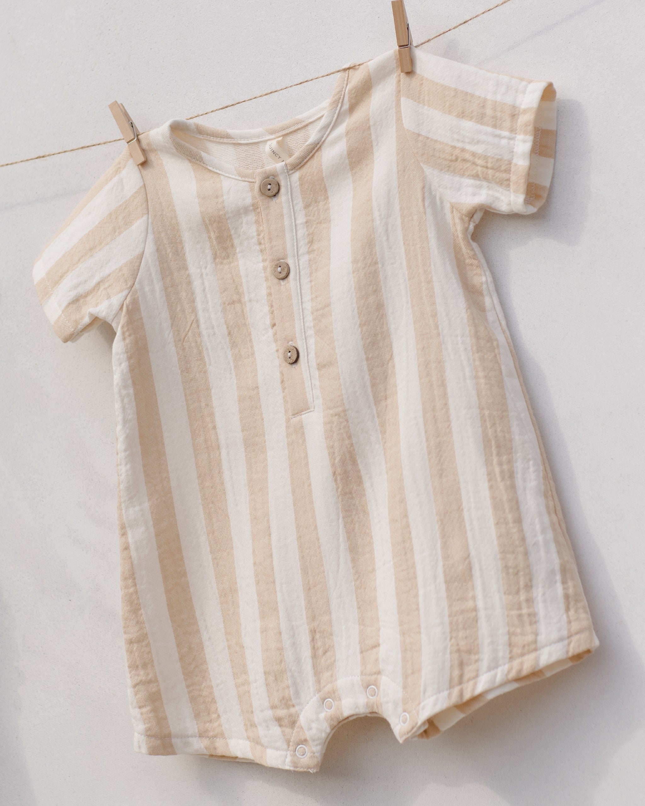 Rylee + Cru ライリーアンドクルー ベビー服 子供服 ショートスリーブウーブンロンパー　サマーストライプ