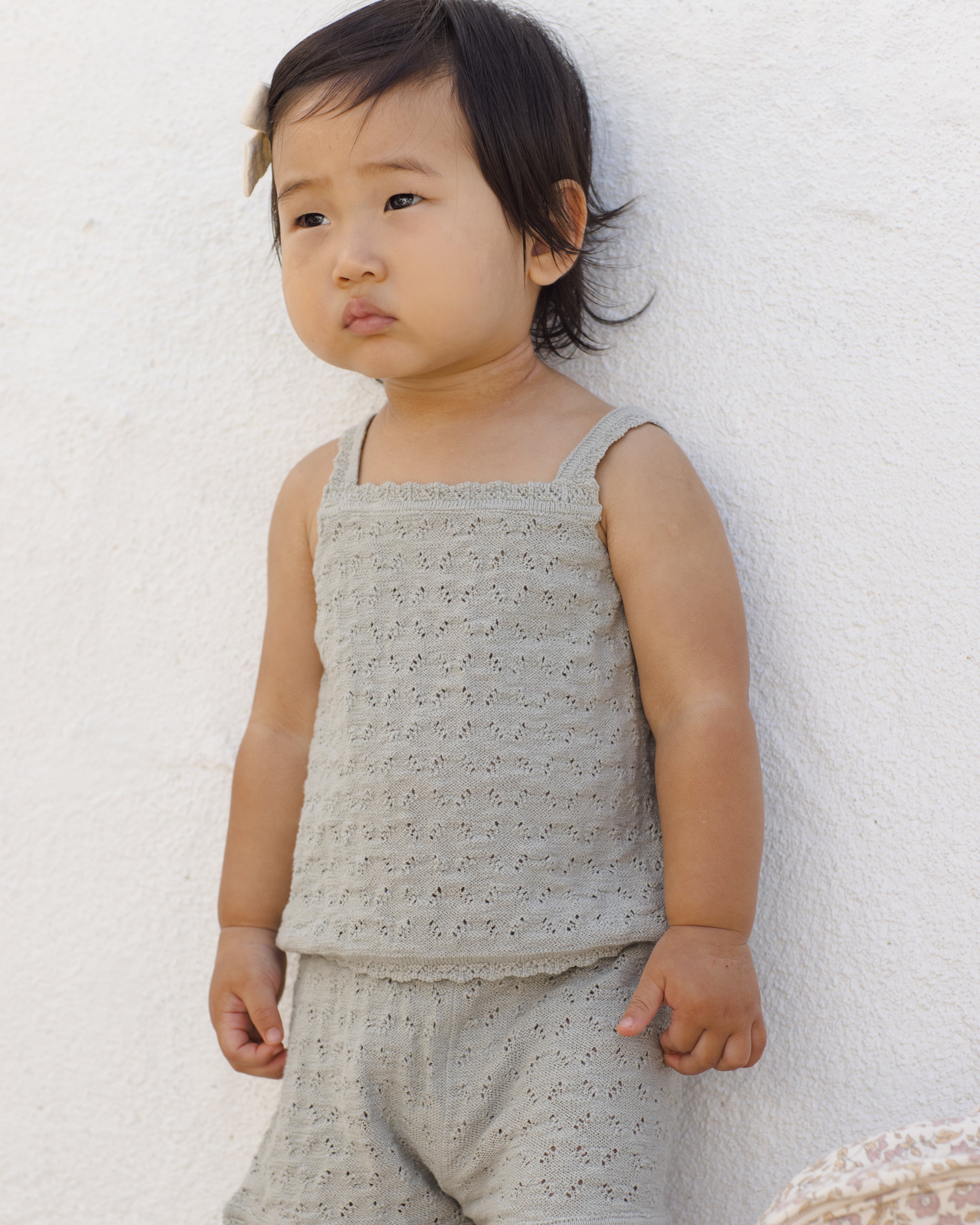 Rylee + Cru ライリーアンドクルー ベビー服 子供服 ポインテールニットタンクトップ＋ショートセット　セージ