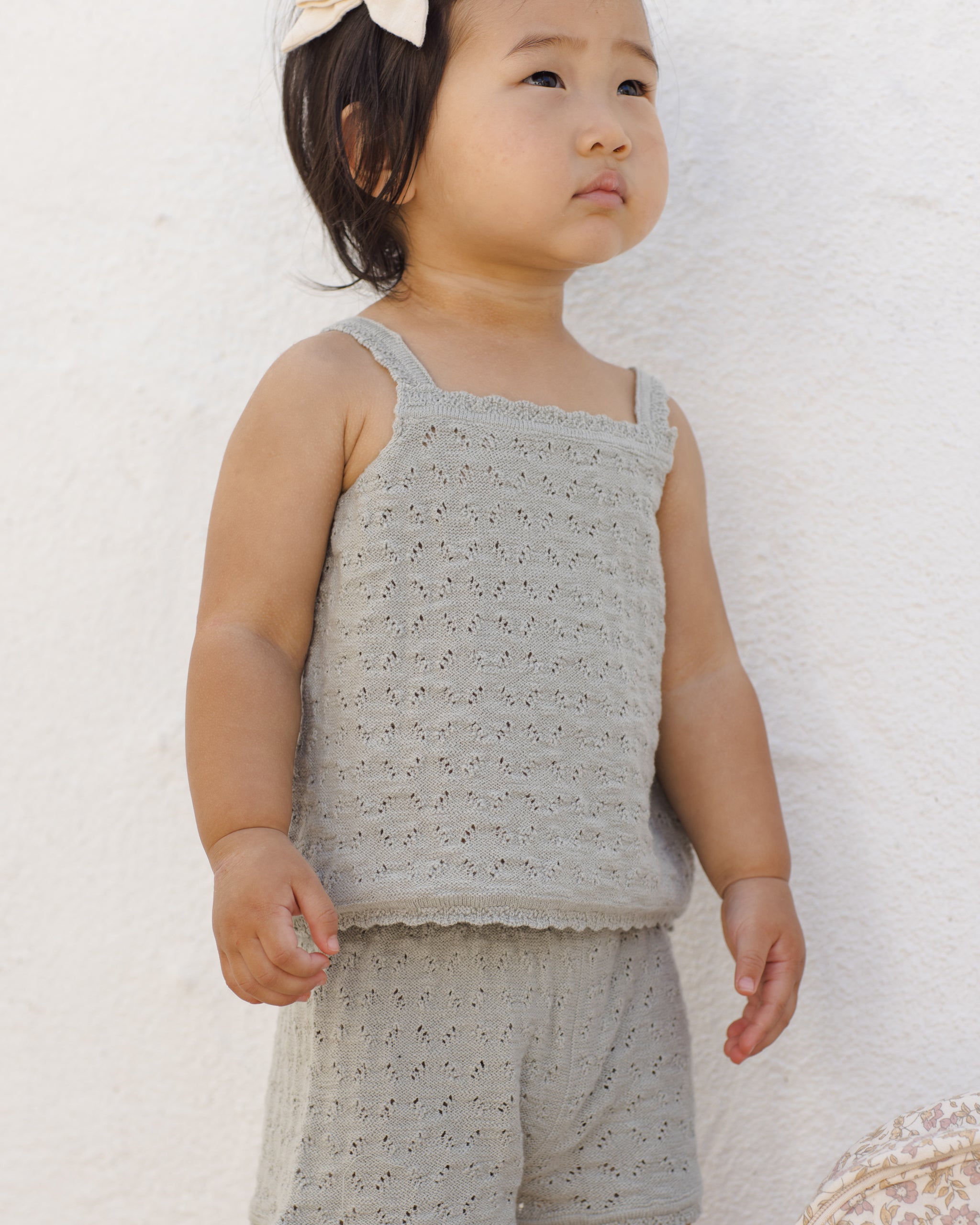 Rylee + Cru ライリーアンドクルー ベビー服 子供服 ポインテールニットタンクトップ＋ショートセット　セージ