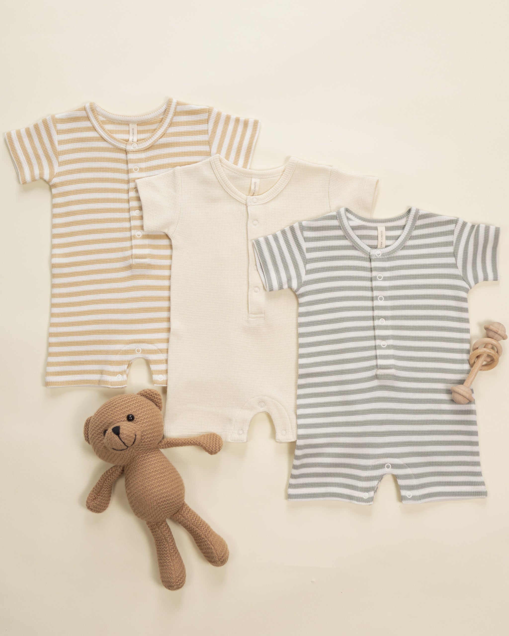 Rylee + Cru ライリーアンドクルー ベビー服 子供服 ワッフルスナップロンパース　セージストライプ