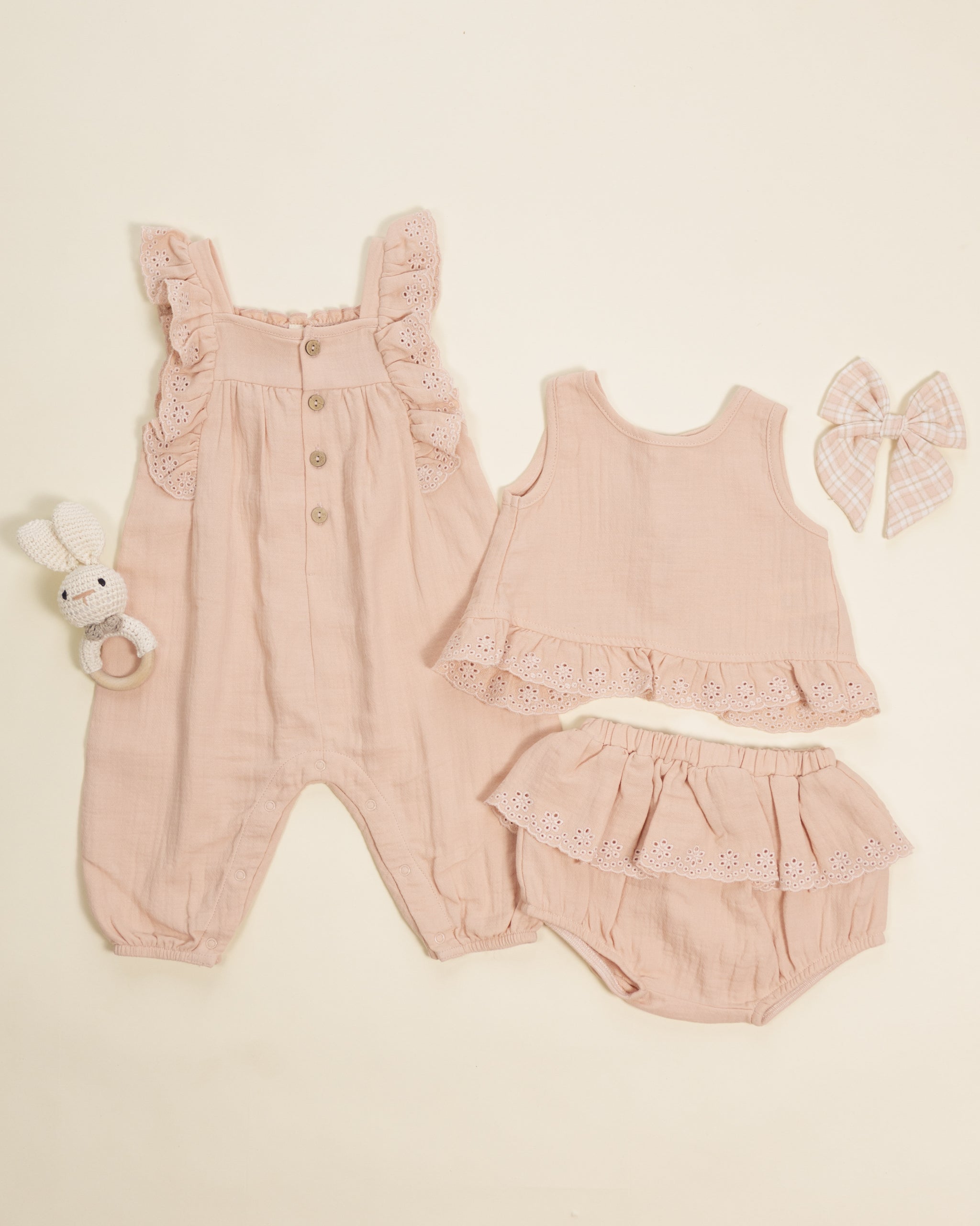 Rylee + Cru ライリーアンドクルー ベビー服 子供服 ボウ　ピンクチェック