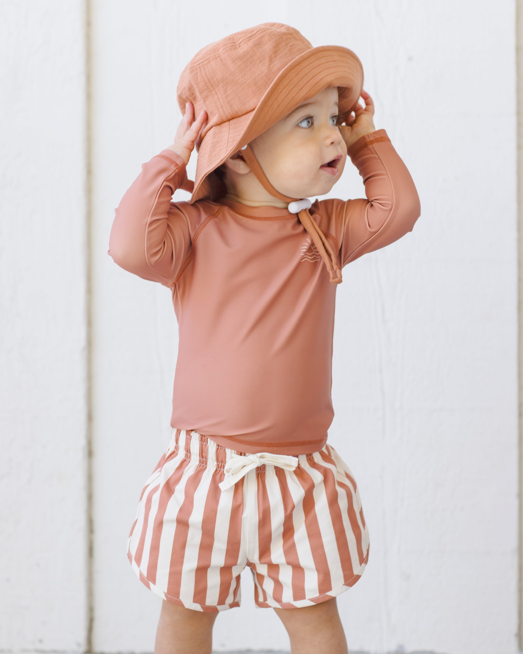 Rylee + Cru ライリーアンドクルー ベビー服 子供服 ボーイズ スイムショート　レトロポピーストライプ