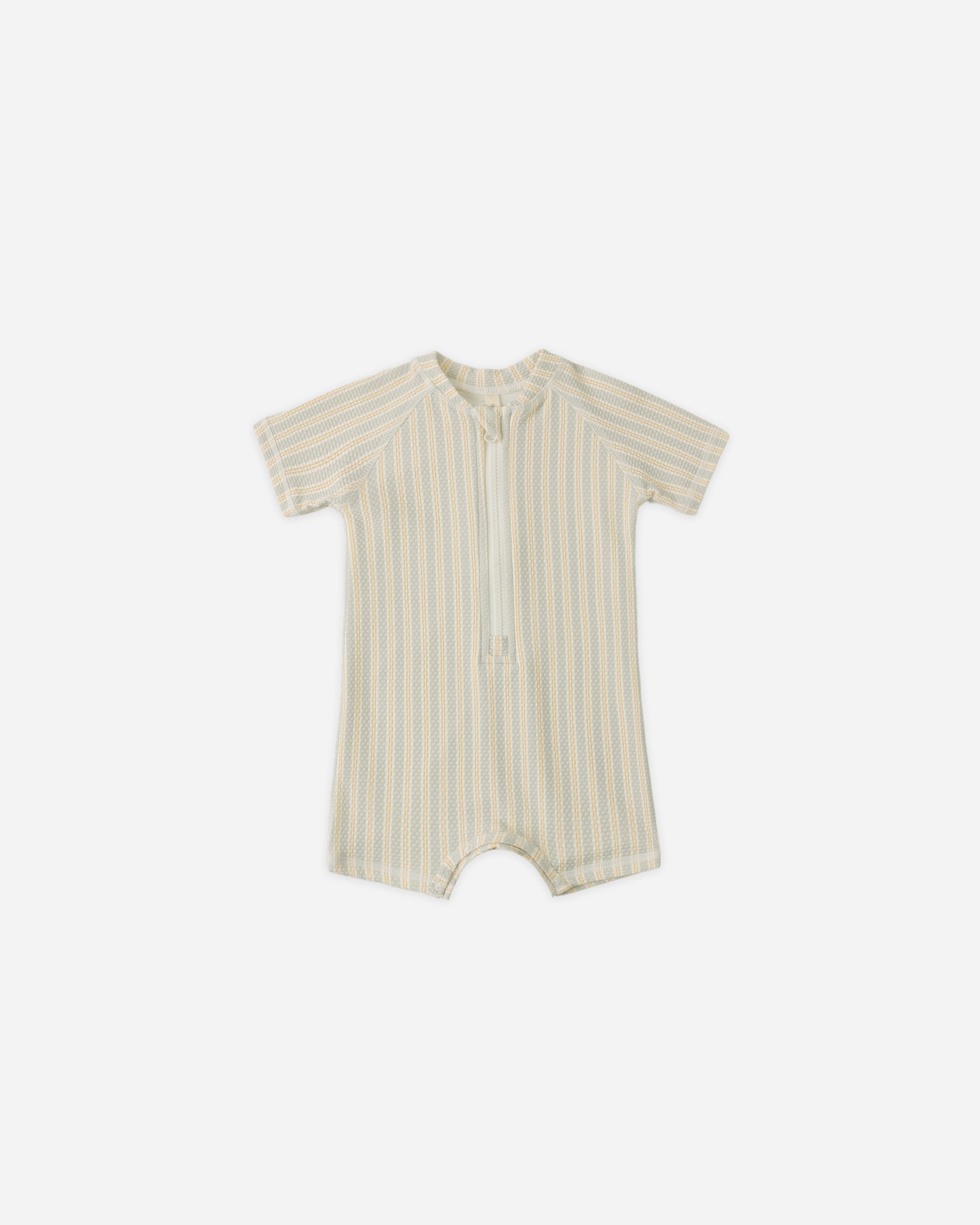 Rylee + Cru ライリーアンドクルー ベビー服 子供服 ジップラッシュガードワンピース　ブルー + バタースコッチストライプ