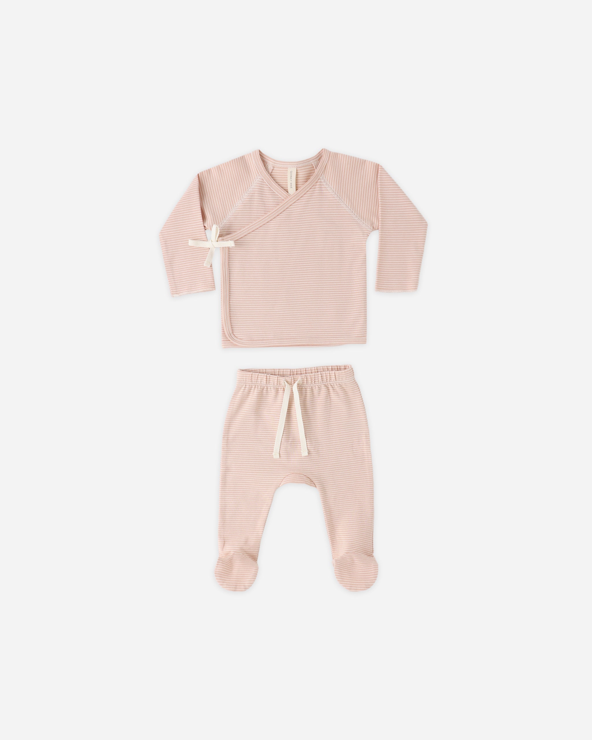 Rylee + Cru ライリーアンドクルー ベビー服 子供服 ラップトップ + フットパンツセット　メロンマイクロストライプ