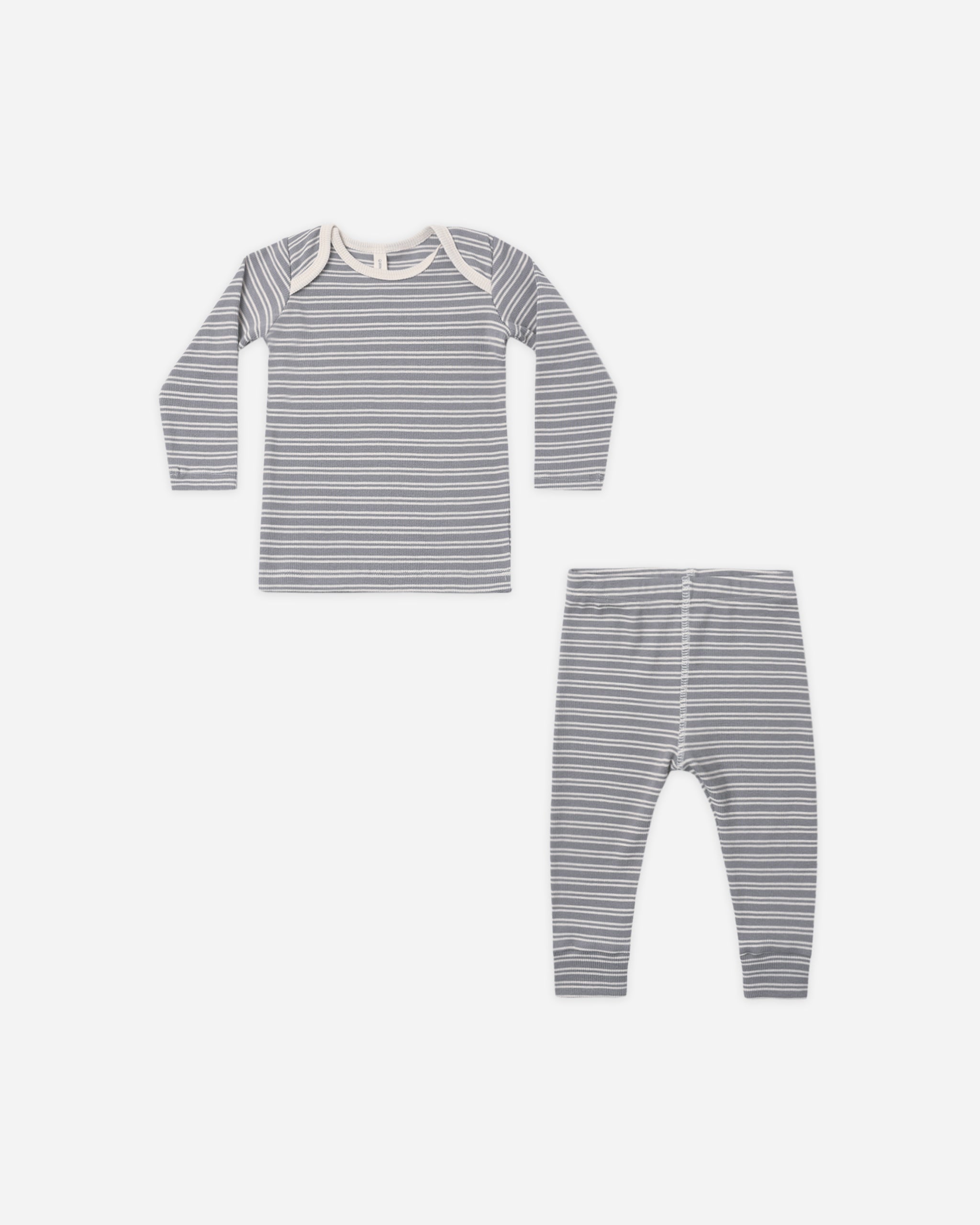 リブTシャツ＋レギンスセット スレートマイクロストライプ