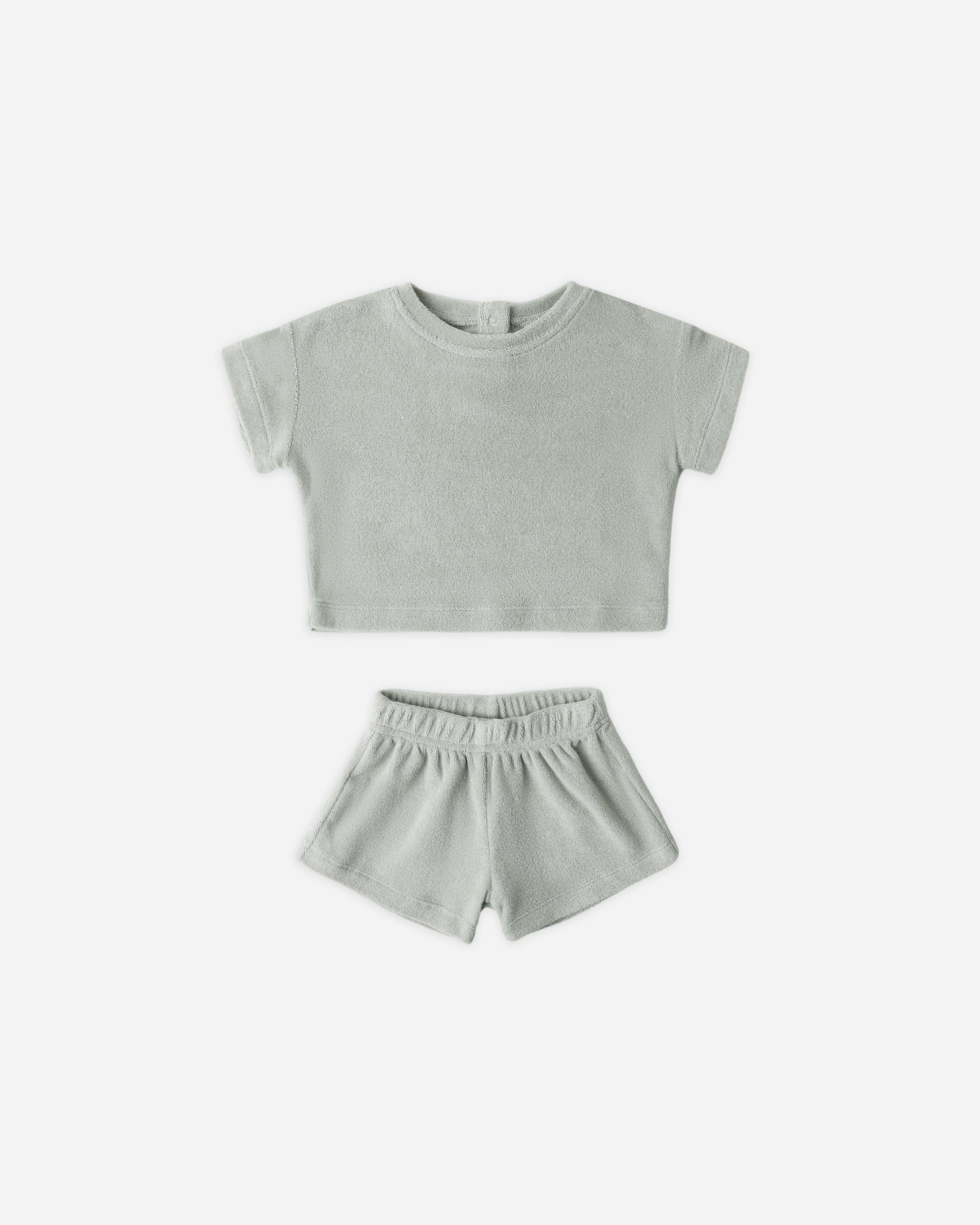 Rylee + Cru ライリーアンドクルー ベビー服 子供服 テリーTシャツ + ショートセット　セージ