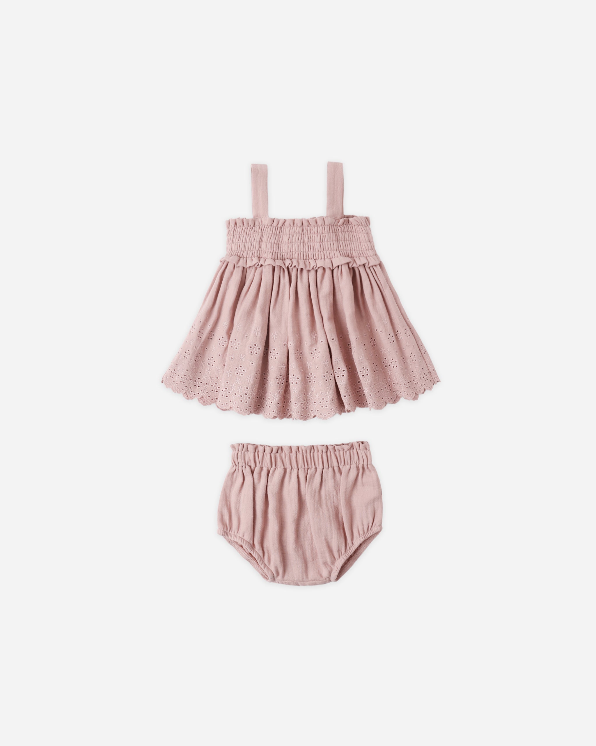 Rylee + Cru ライリーアンドクルー ベビー服 子供服 メイスモックトップ + ブルマーセット　モーブ