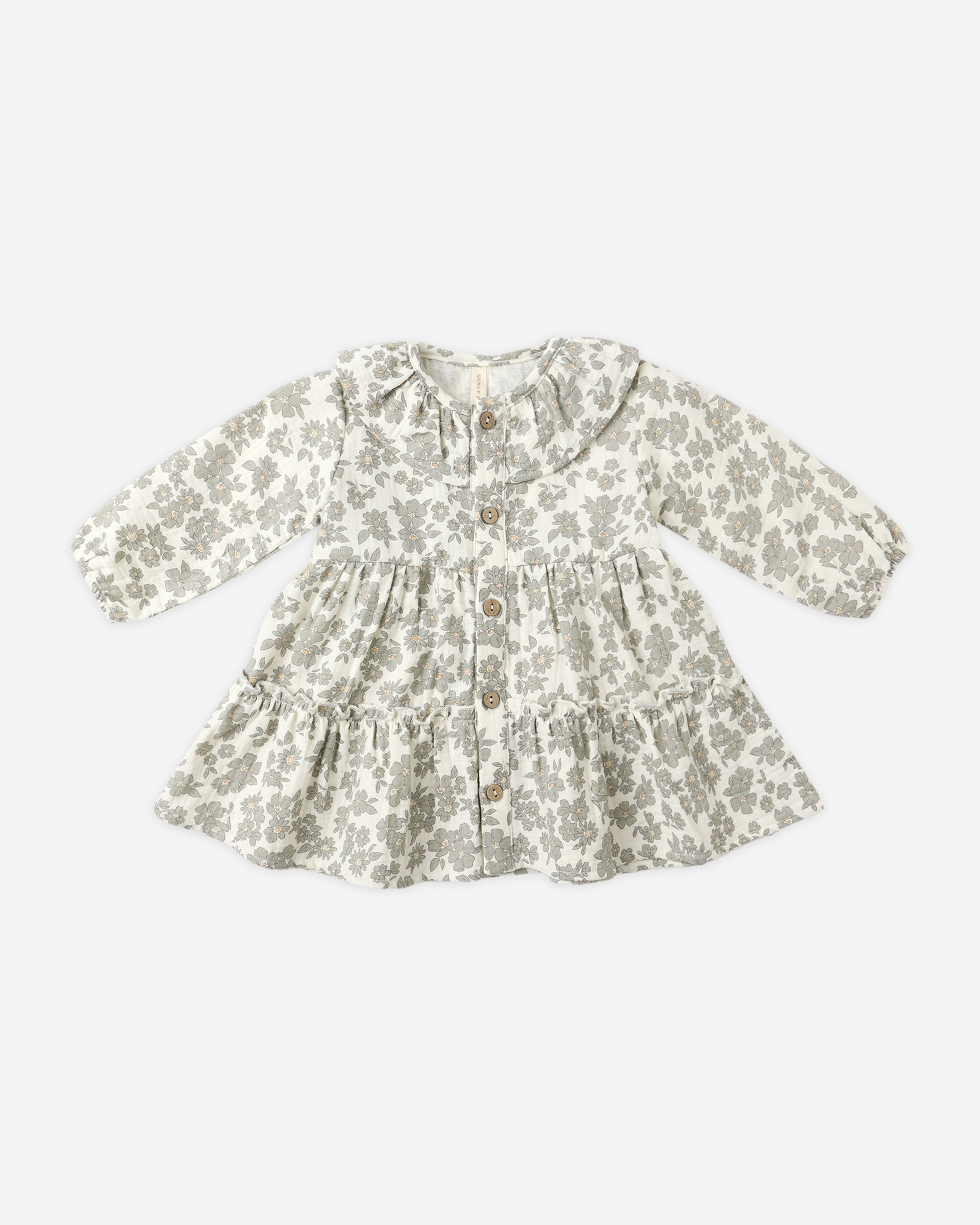 Rylee + Cru ライリーアンドクルー ベビー服 子供服  ラッフルカラーボタンドレス　グリーンフローラル