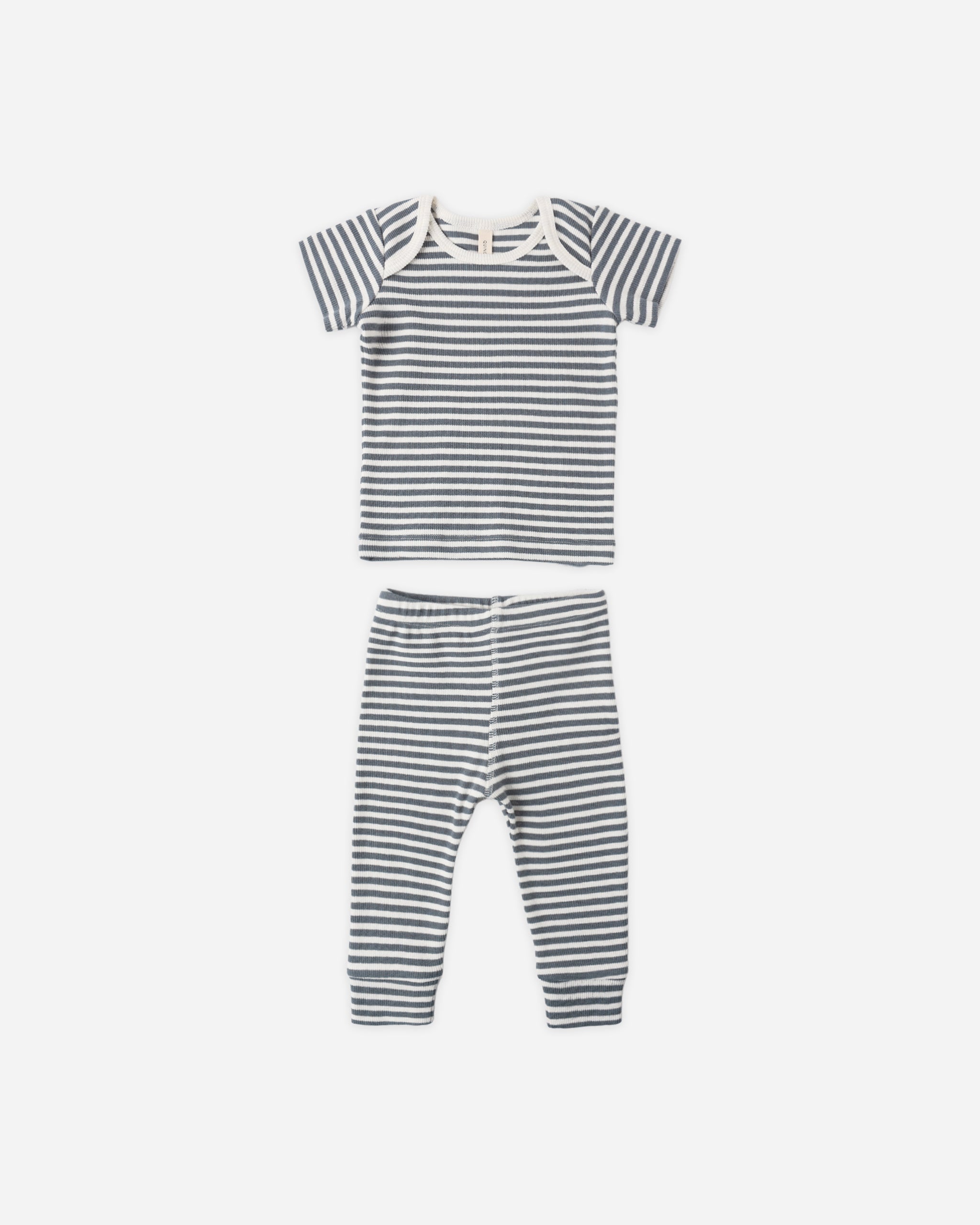 Rylee + Cru ライリーアンドクルー ベビー服 子供服 リブショートスリーブTシャツ + レギンスセット　オーシャンストライプ