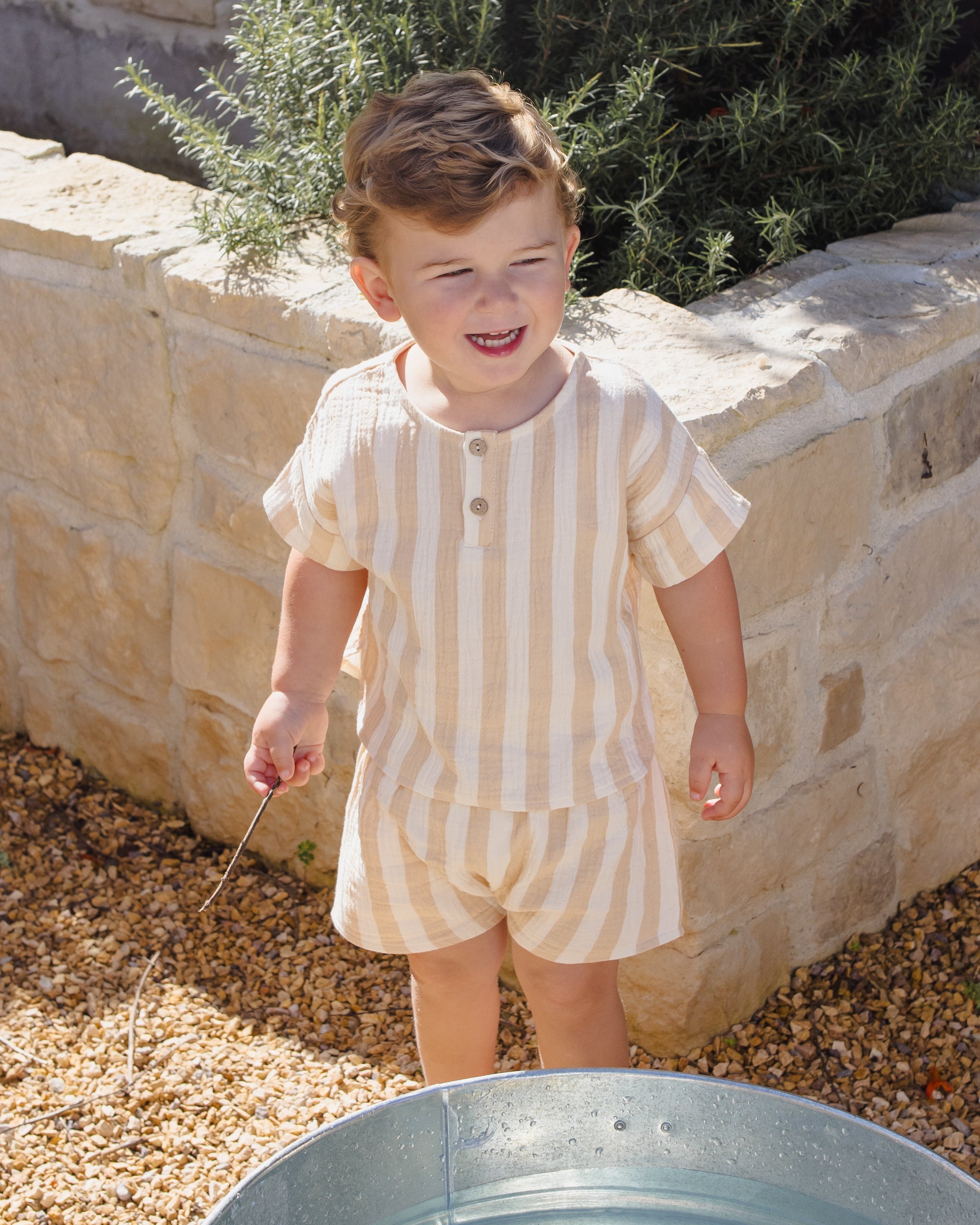 Woven Boxy Top + Short Set Summer Stripe