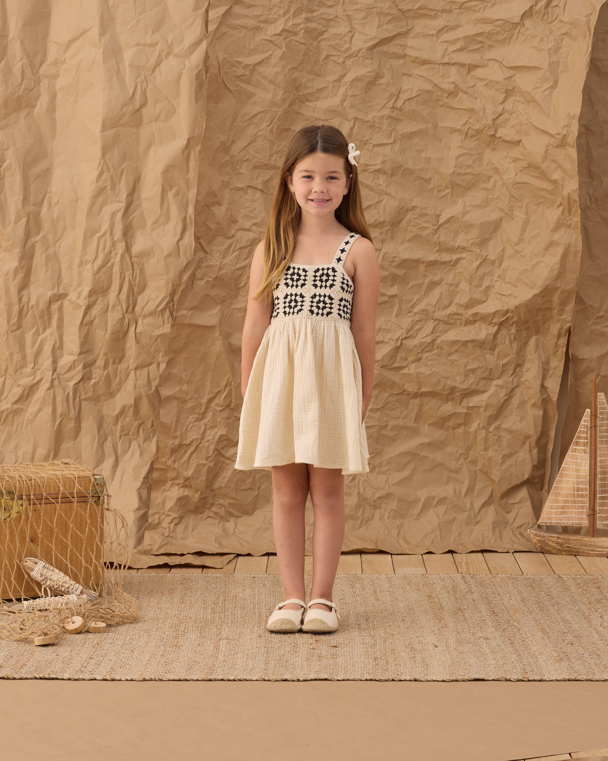 Rylee + Cru ライリーアンドクルー ベビー服 子供服 クロシェサンドレス　アブストラクト