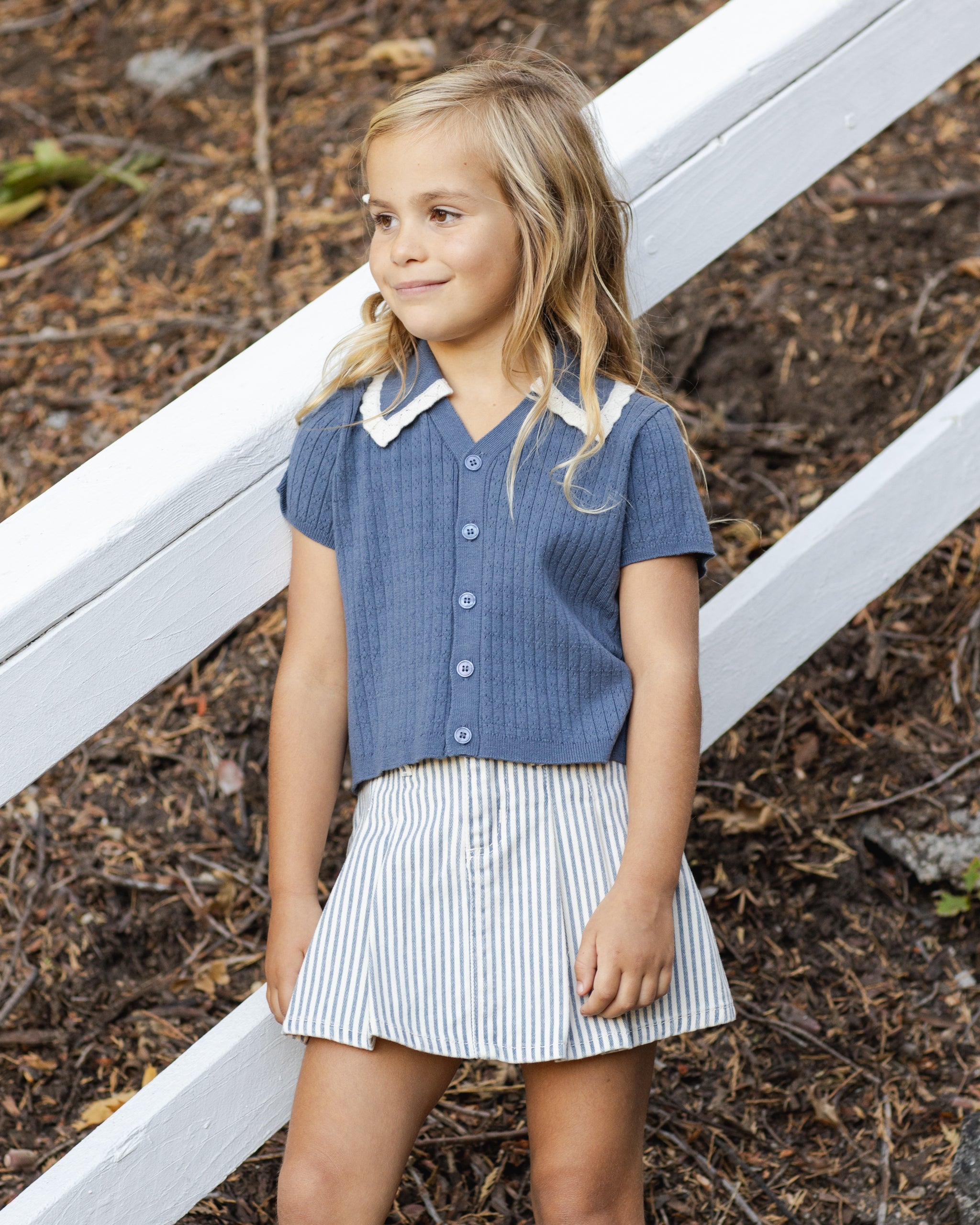 Rylee + Cru ライリーアンドクルー ベビー服 子供服 プリーツデニムスカート　レイルロードストライプ