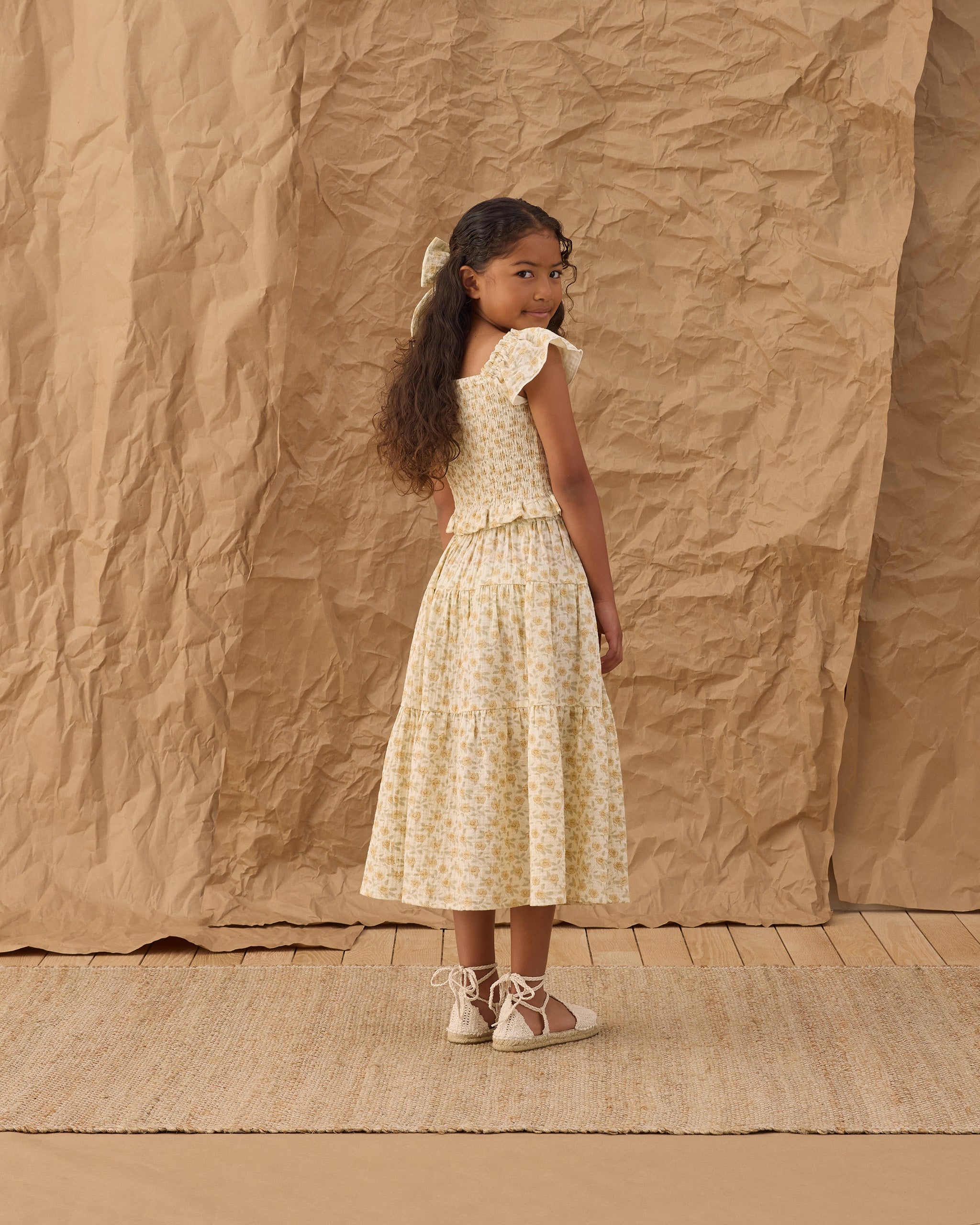 Rylee + Cru ライリーアンドクルー ベビー服 子供服 ティアードミディスカート　イエローフローラル