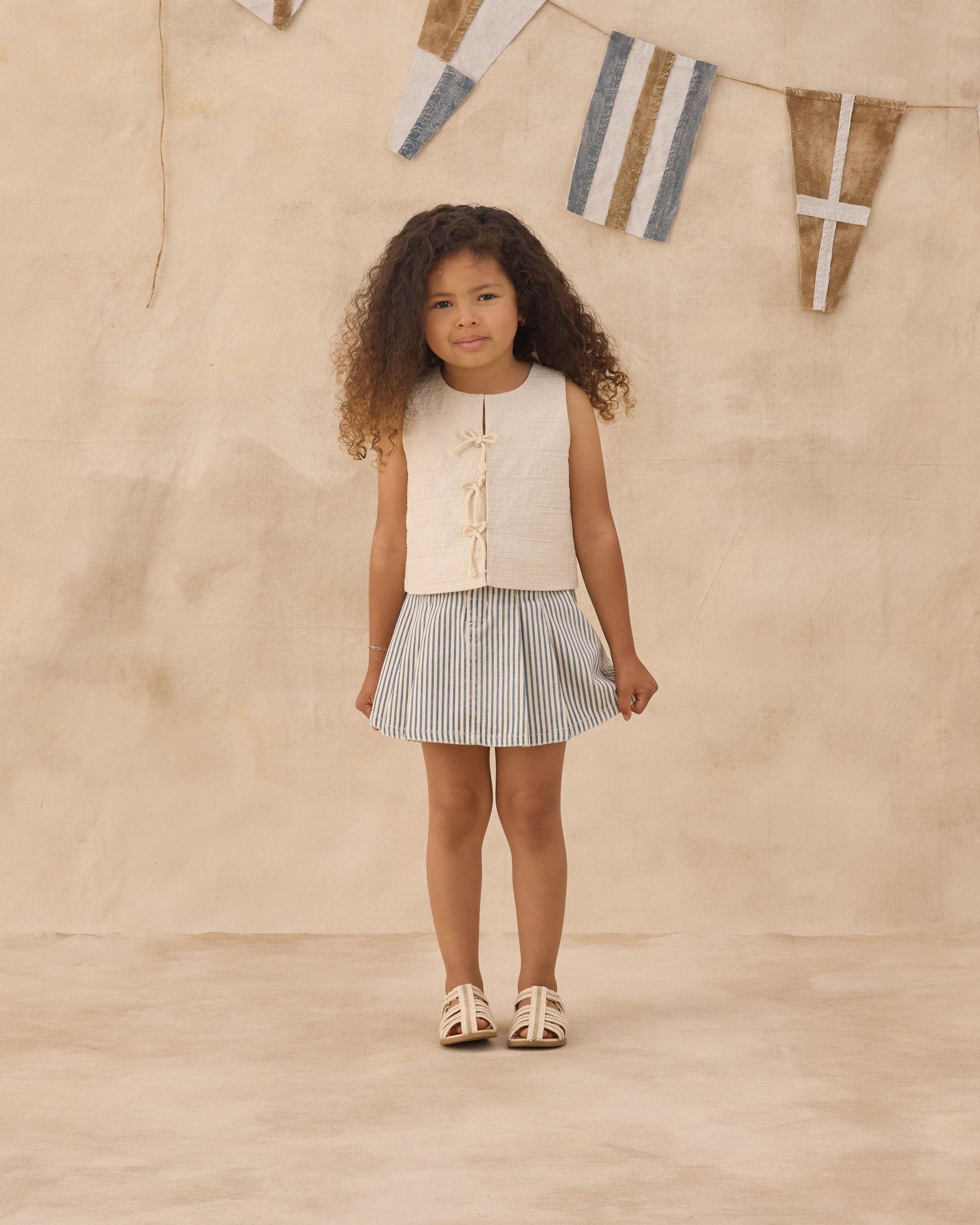 Rylee + Cru ライリーアンドクルー ベビー服 子供服 プリーツデニムスカート　レイルロードストライプ