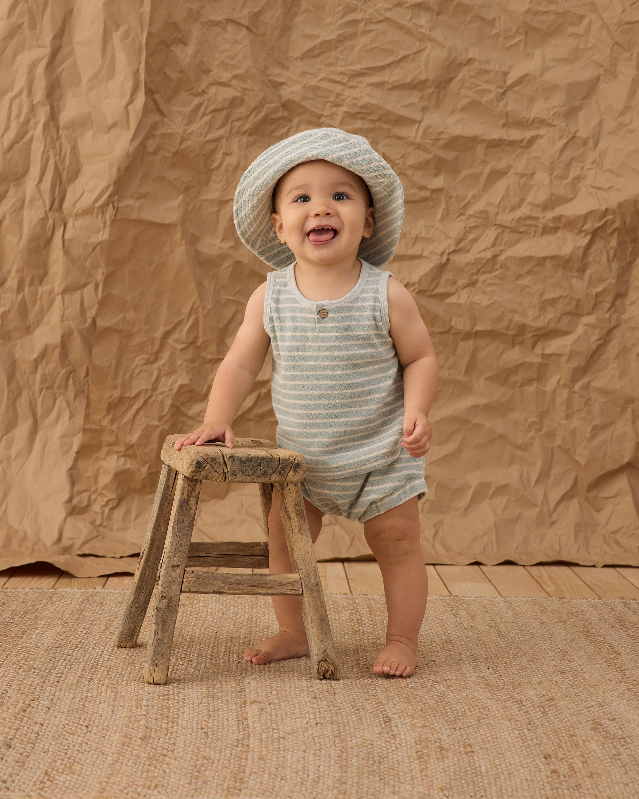 Bucket Hat Seafoam Terry Stripe