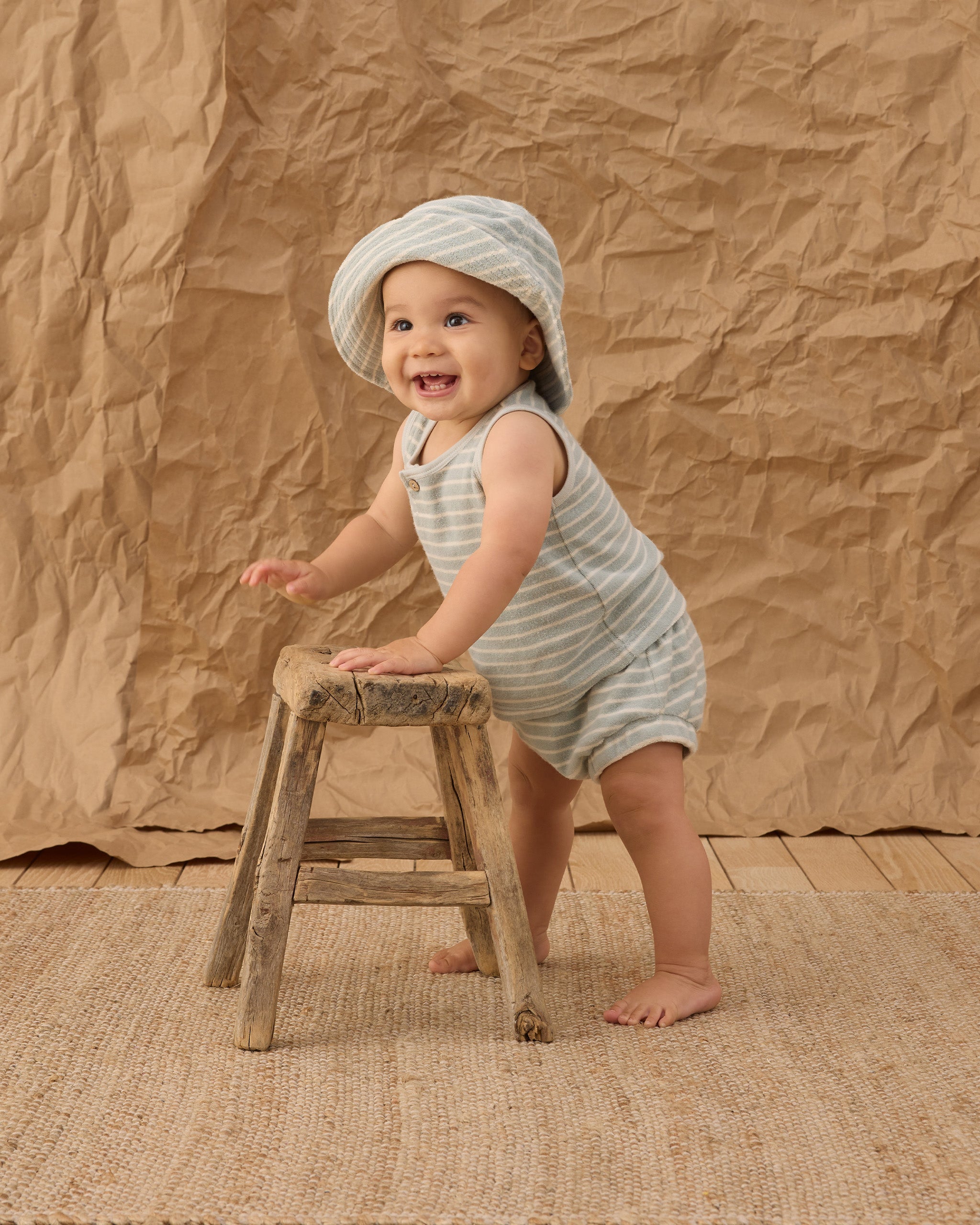 Bucket Hat Seafoam Terry Stripe