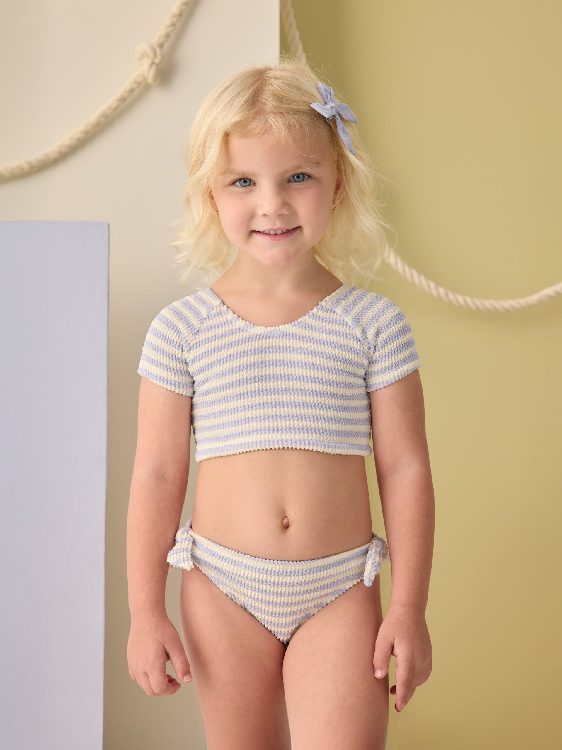 Rylee + Cru ライリーアンドクルー ベビー服 子供服 クロップド ラッシュガード セット　ペリウィンクル ストライプ