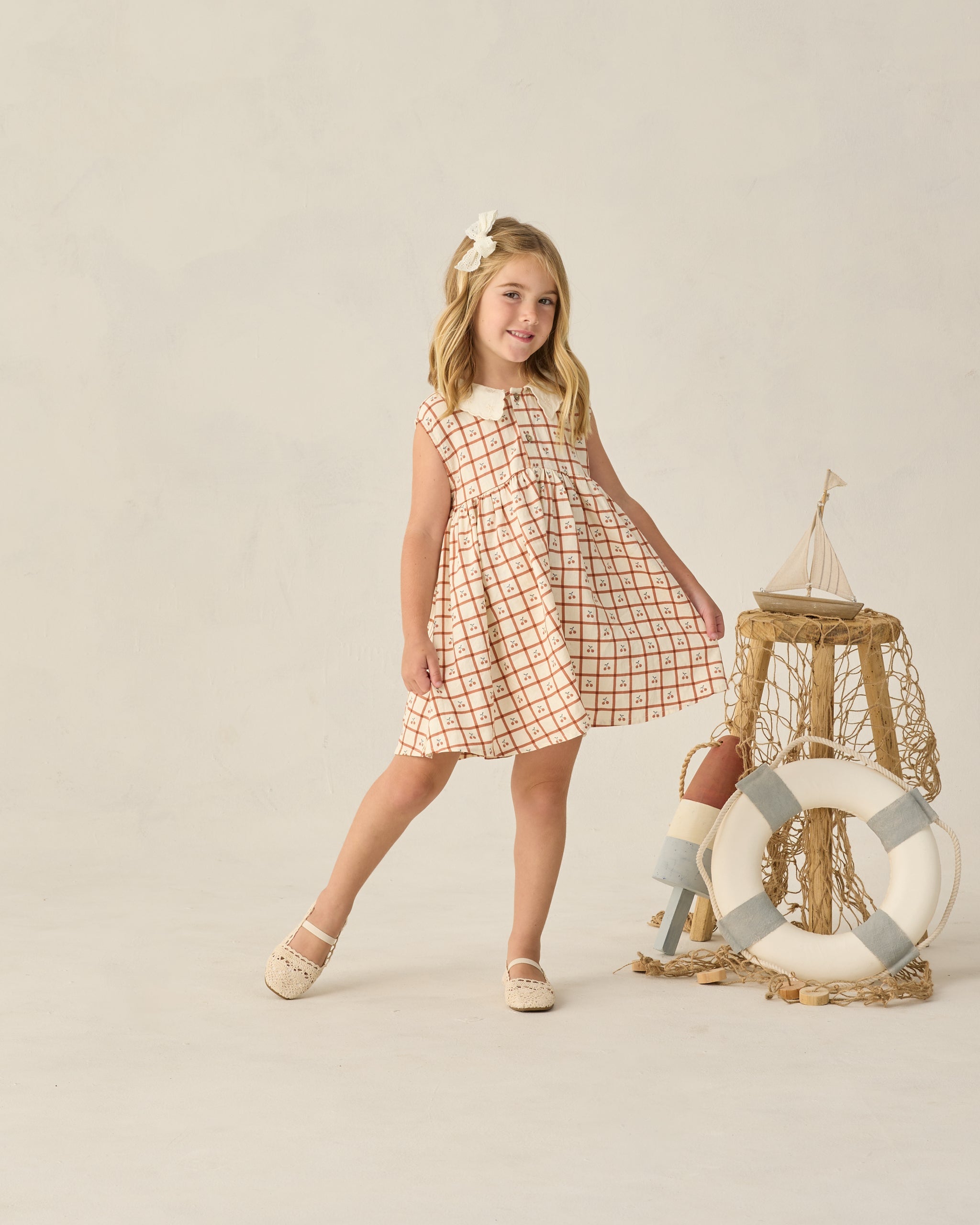 Rylee + Cru ライリーアンドクルー ベビー服 子供服 カラードベビードールドレス　チェリーチェック