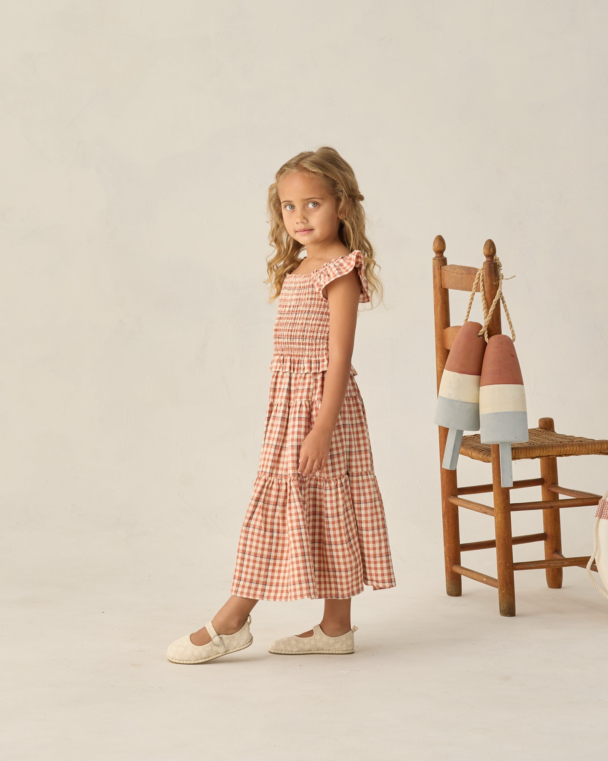 Rylee + Cru ライリーアンドクルー ベビー服 子供服 ティアードミディスカート　ポピーギンガム
