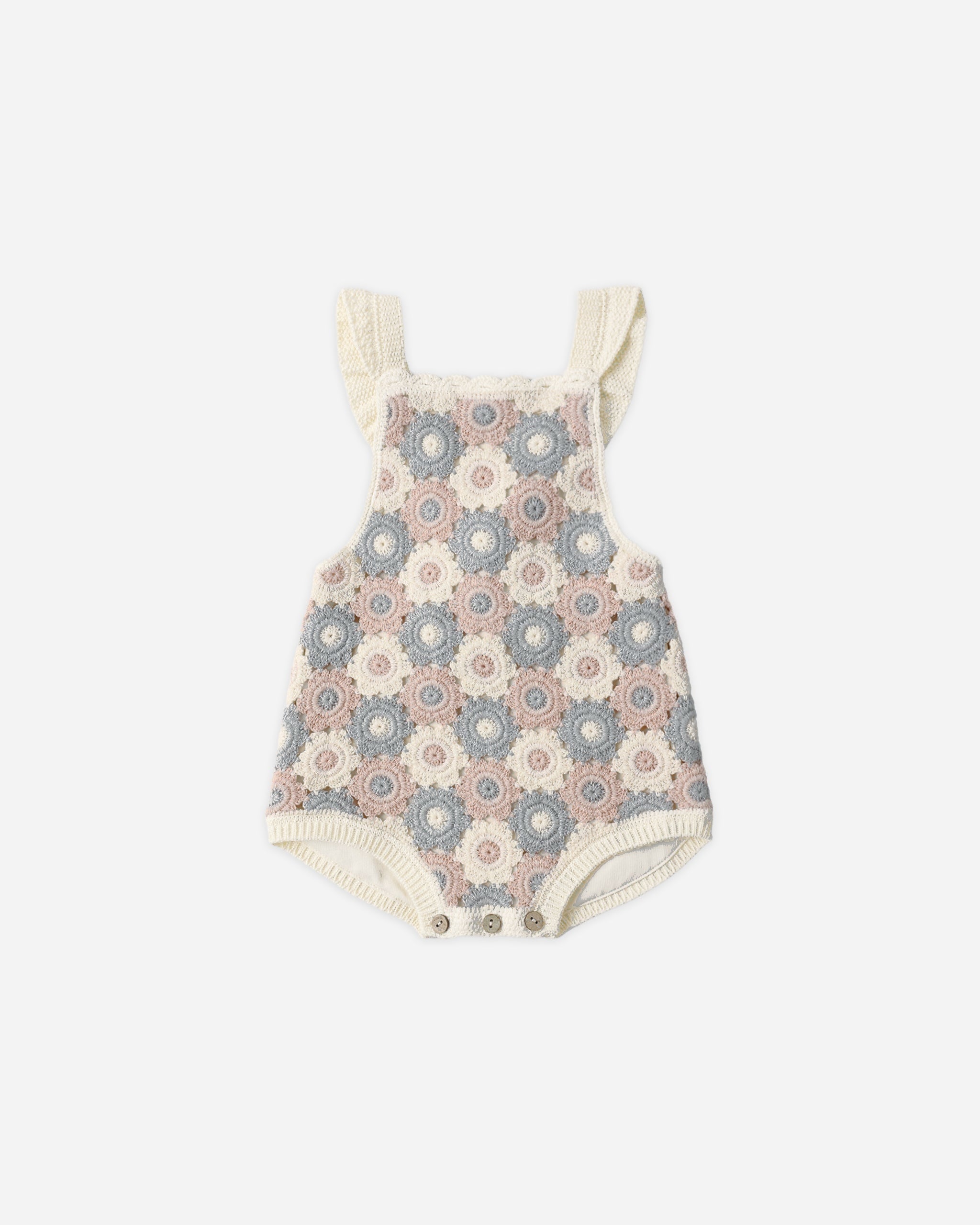 Crochet Romper Blue, Light Pink, Ivory