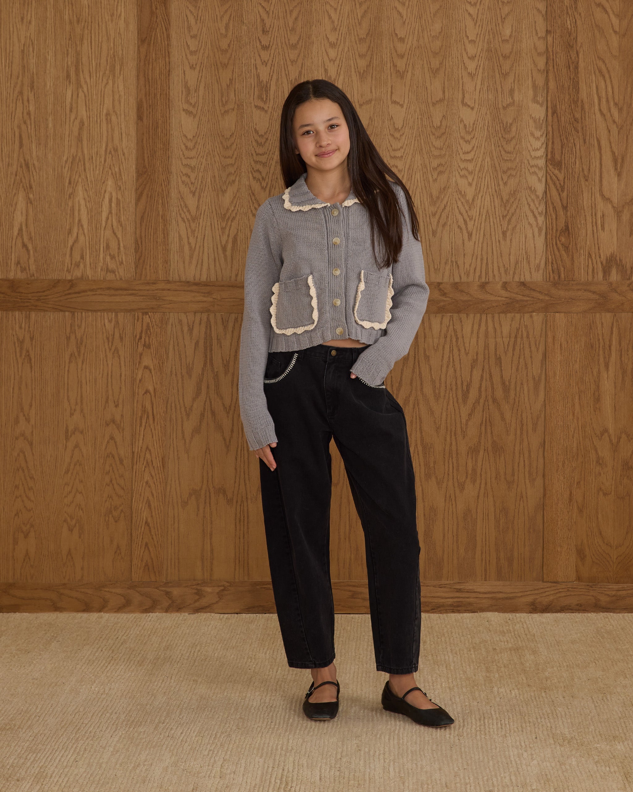 Rylee + Cru ライリーアンドクルー ベビー服 子供服  カラードカーディガン　ダスティブルー