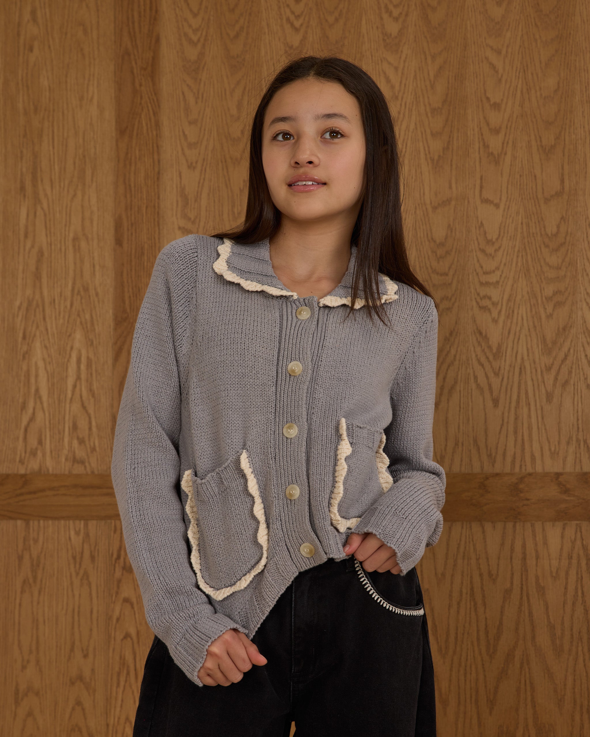 Rylee + Cru ライリーアンドクルー ベビー服 子供服  カラードカーディガン　ダスティブルー
