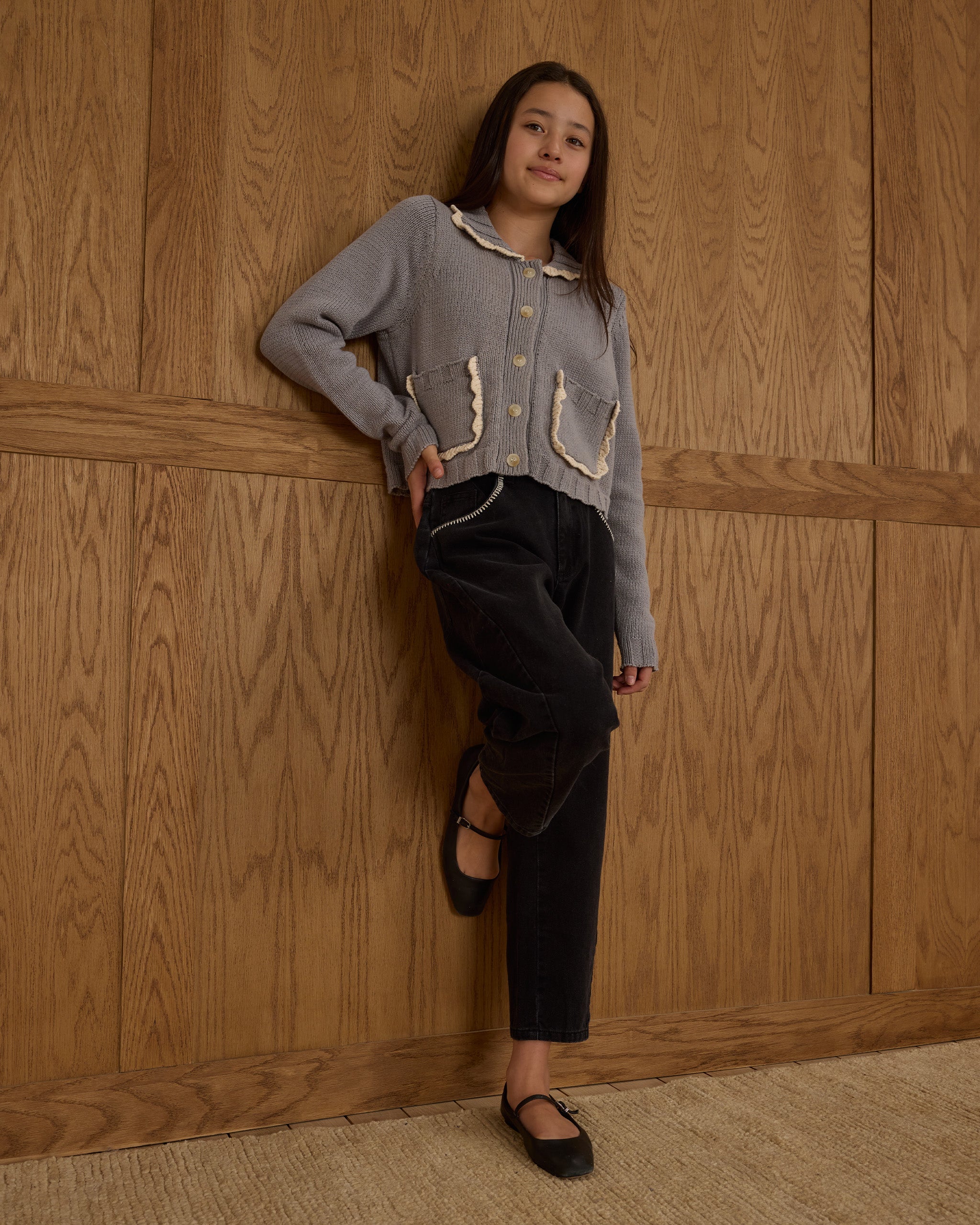 Rylee + Cru ライリーアンドクルー ベビー服 子供服  カラードカーディガン　ダスティブルー