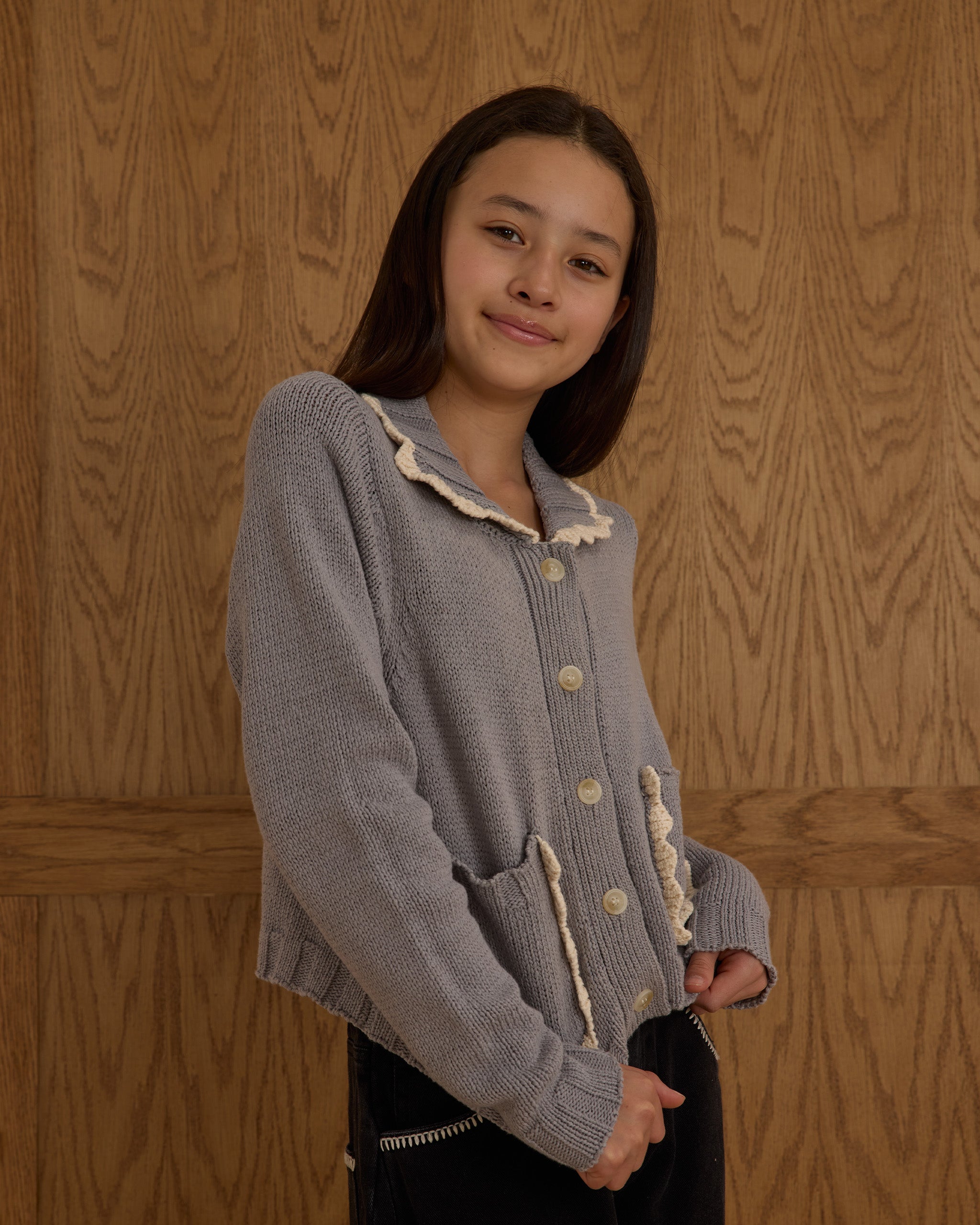 Rylee + Cru ライリーアンドクルー ベビー服 子供服  カラードカーディガン　ダスティブルー