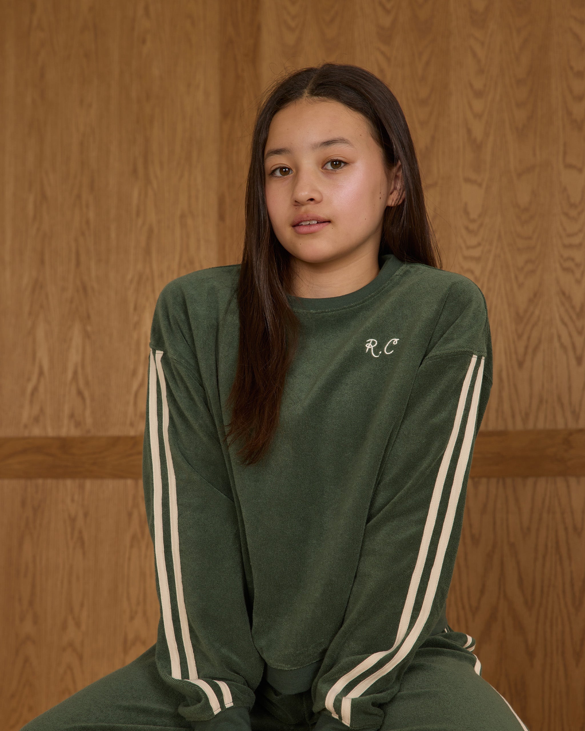 Rylee + Cru ライリーアンドクルー ベビー服 子供服  オーバーサイズ スウェットシャツ　グリーン
