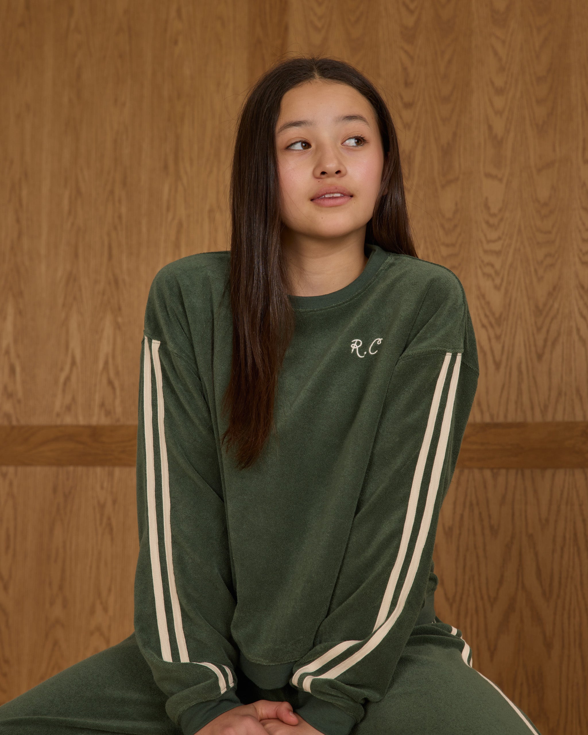 Rylee + Cru ライリーアンドクルー ベビー服 子供服  オーバーサイズ スウェットシャツ　グリーン