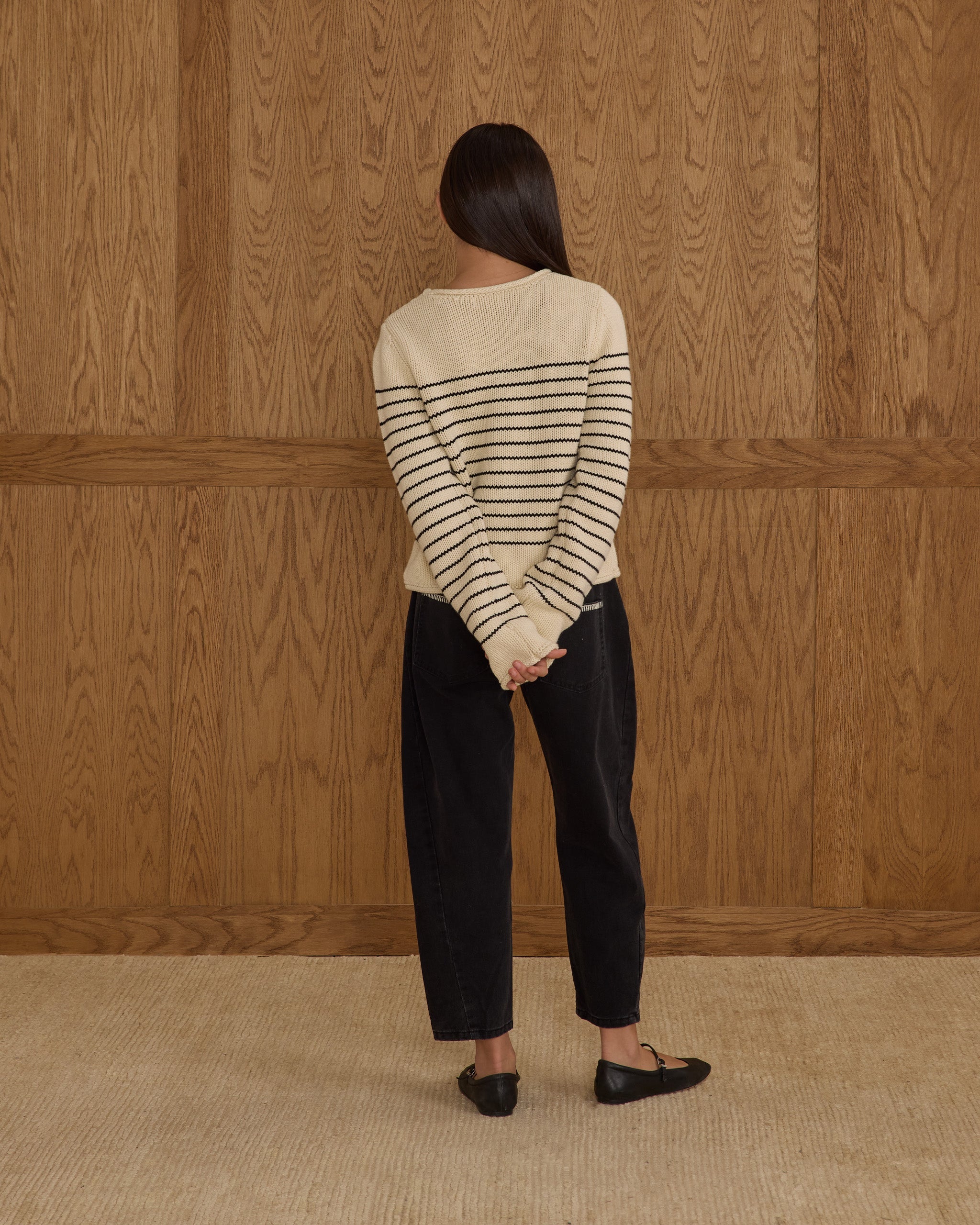Rylee + Cru ライリーアンドクルー ベビー服 子供服  ラウンドネックセーター　ブラックストライプ