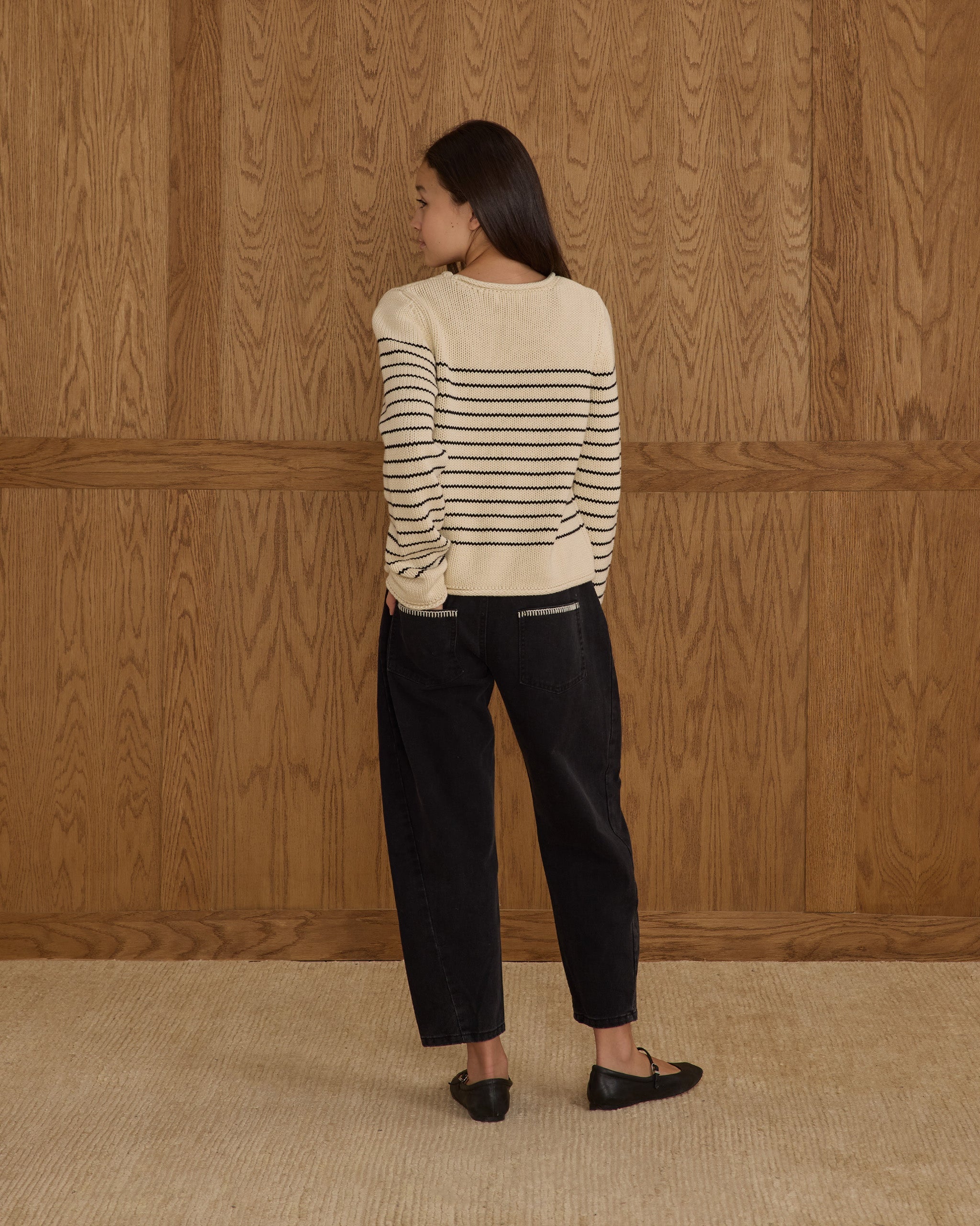 Rylee + Cru ライリーアンドクルー ベビー服 子供服  ラウンドネックセーター　ブラックストライプ