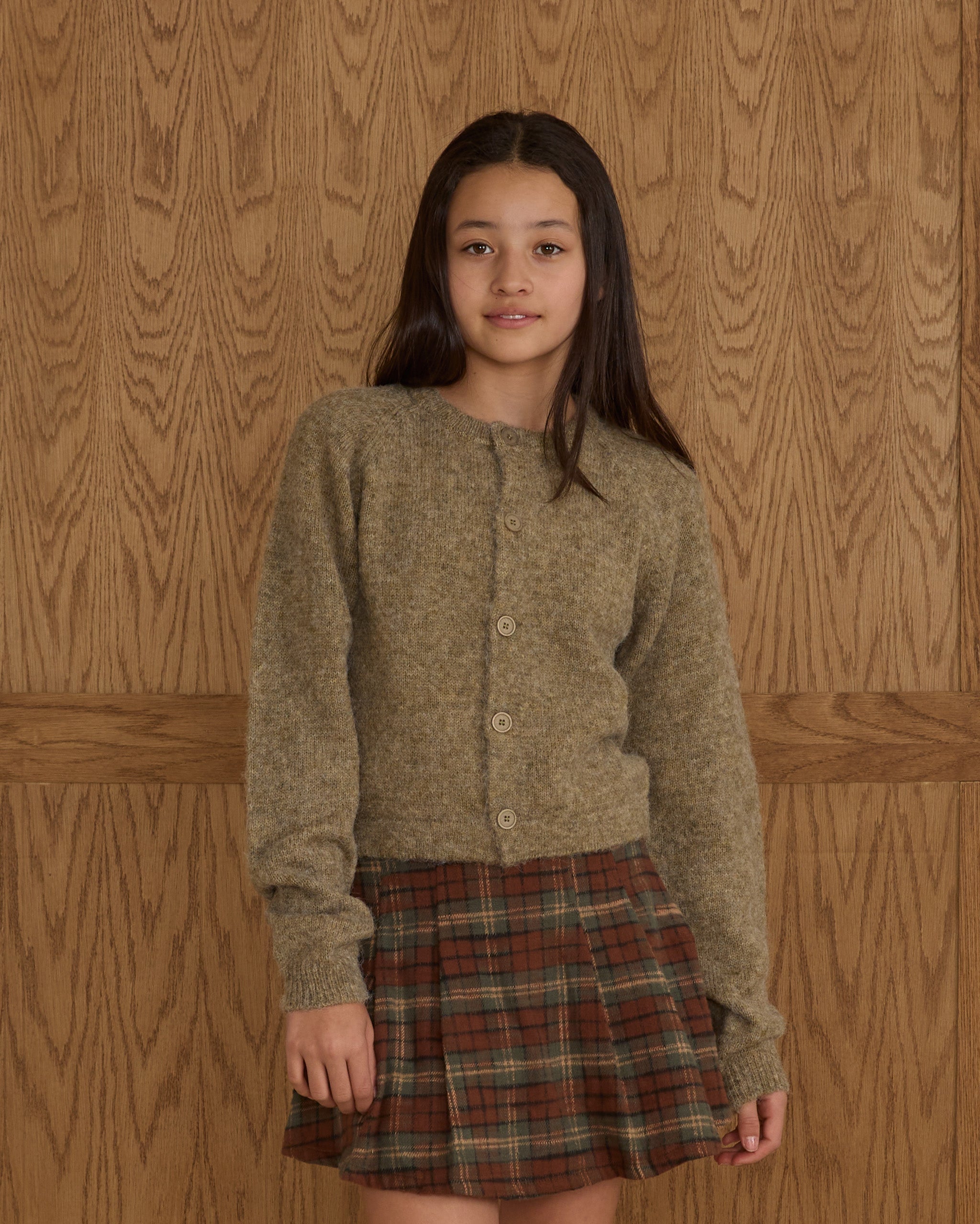 Rylee + Cru ライリーアンドクルー ベビー服 子供服  ファジーカーディガン　エバーグリーン