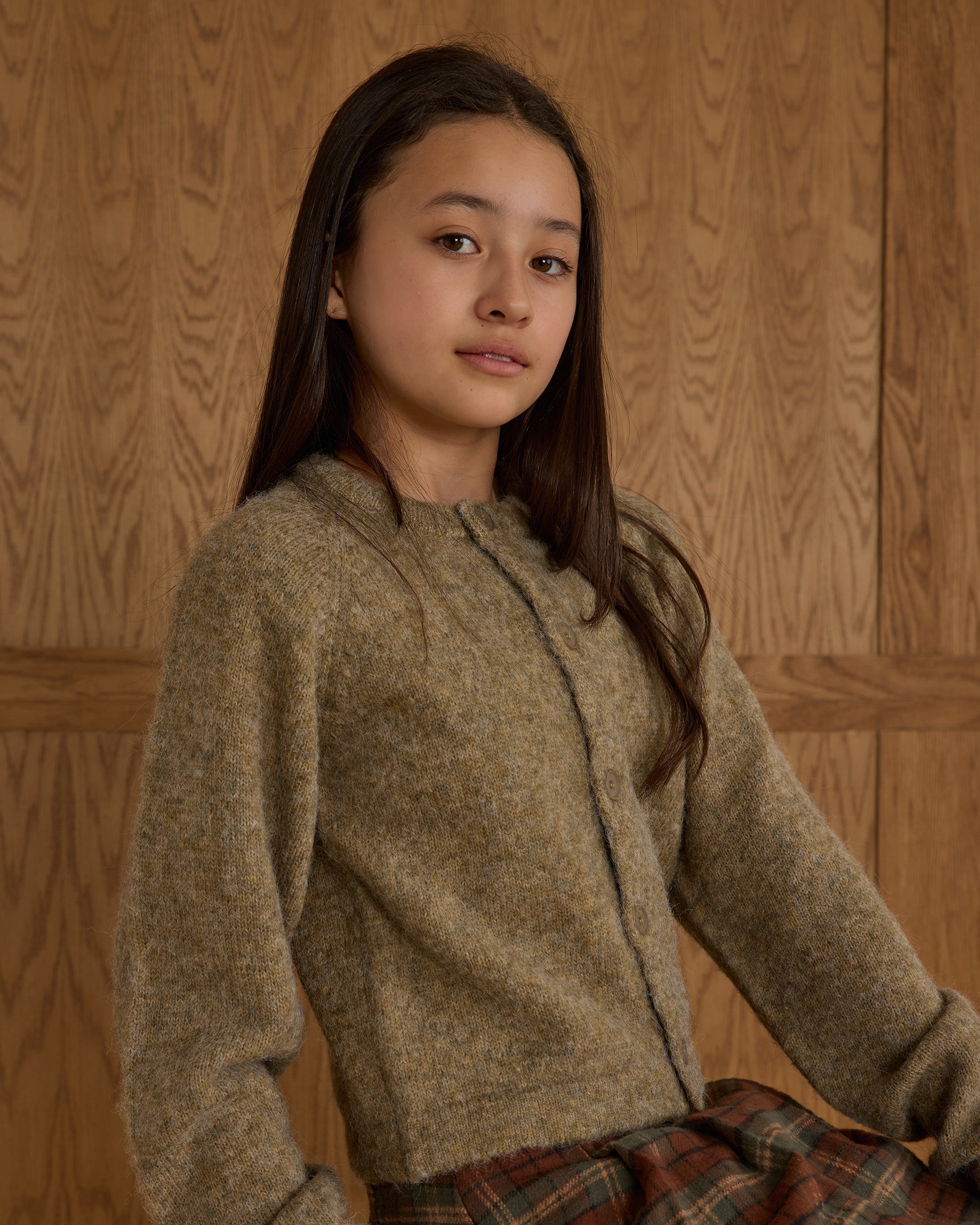 Rylee + Cru ライリーアンドクルー ベビー服 子供服  ファジーカーディガン　エバーグリーン