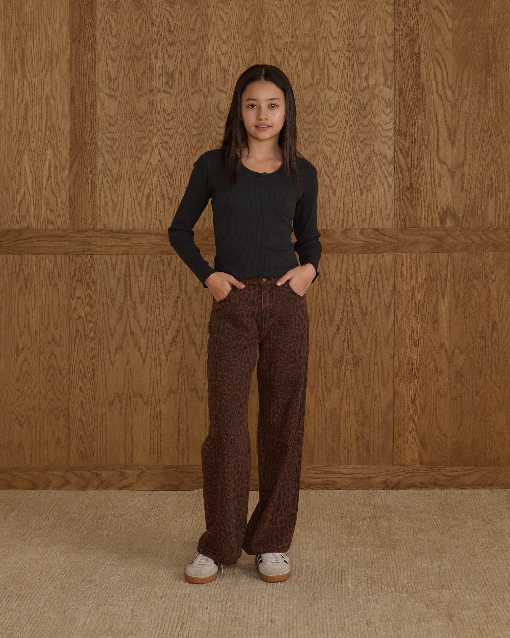 Rylee + Cru ライリーアンドクルー ベビー服 子供服  バギーワイドレッグデニム　レオパード