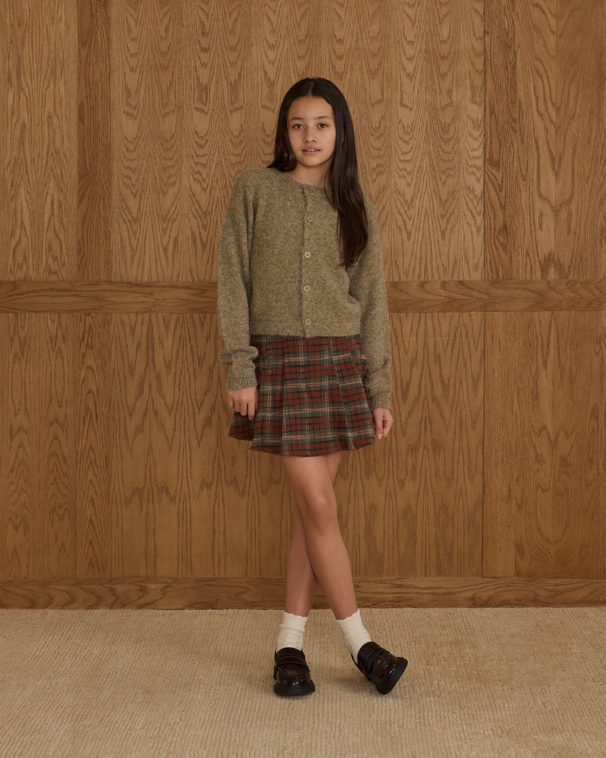 Rylee + Cru ライリーアンドクルー ベビー服 子供服  ファジーカーディガン　エバーグリーン
