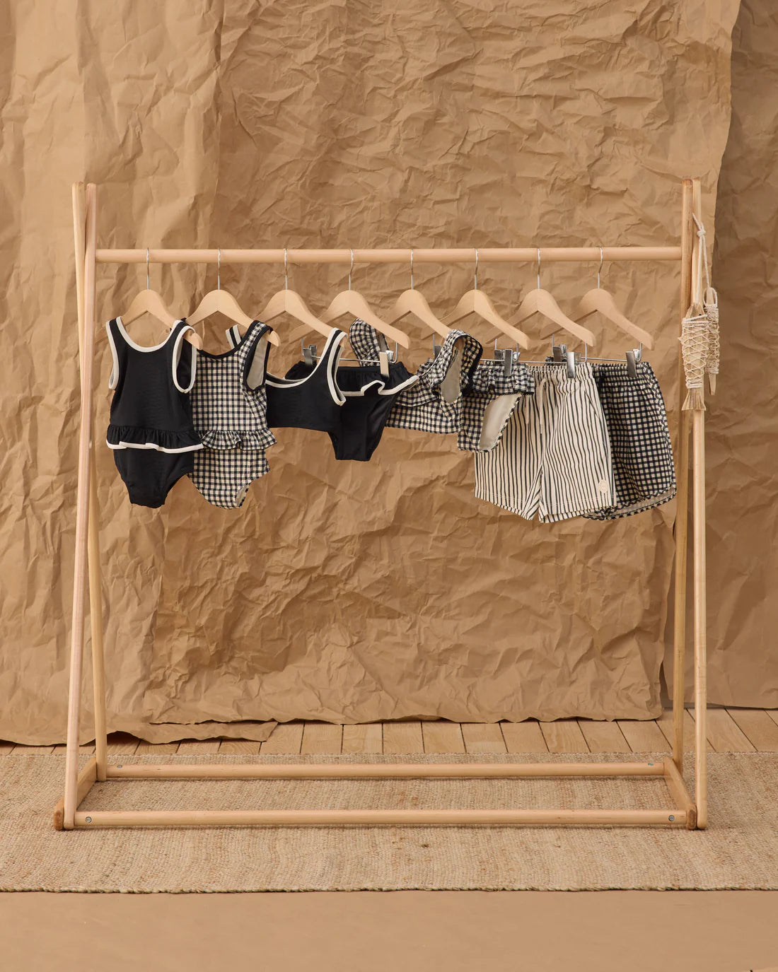 Skirted One-Piece Black Gingham